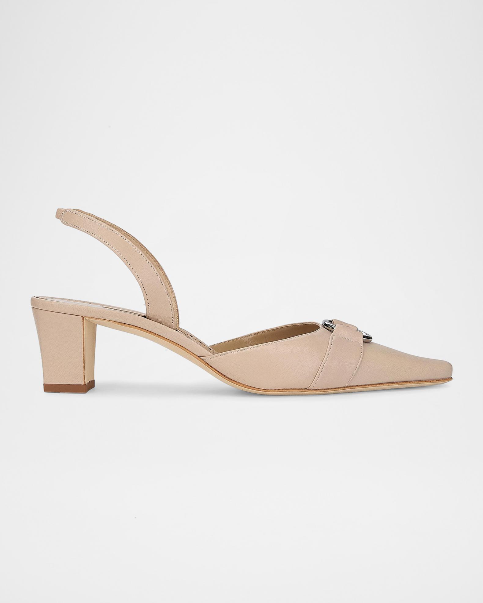 Manolo Blahnik Trixa 50MM Leather Slingback Pumps | Neiman Marcus