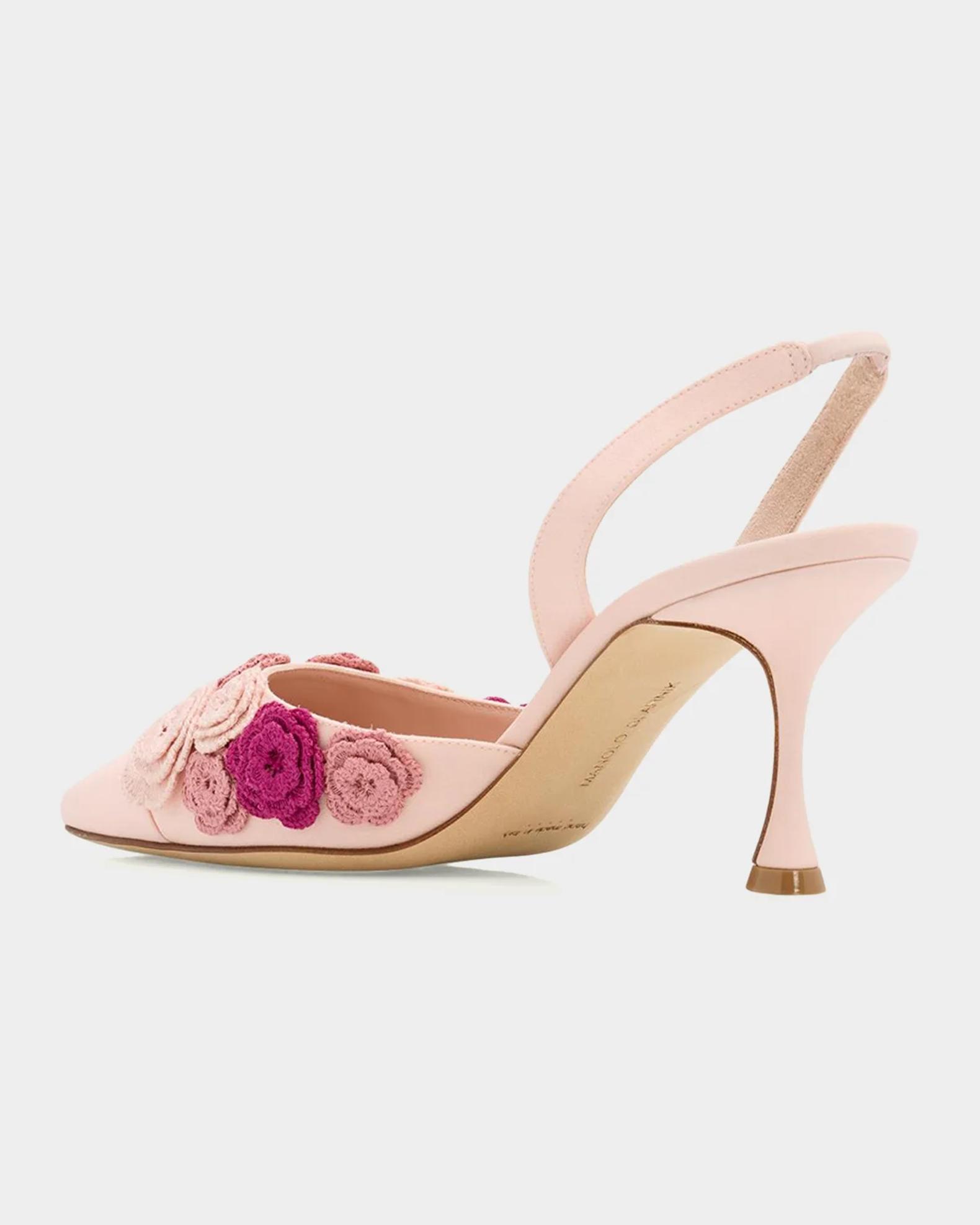 【新品未使用品】MANOLO BLAHNIK Manolo Blahnik 70mm Svemutasli Gala Floral Satin Slingback Pumps