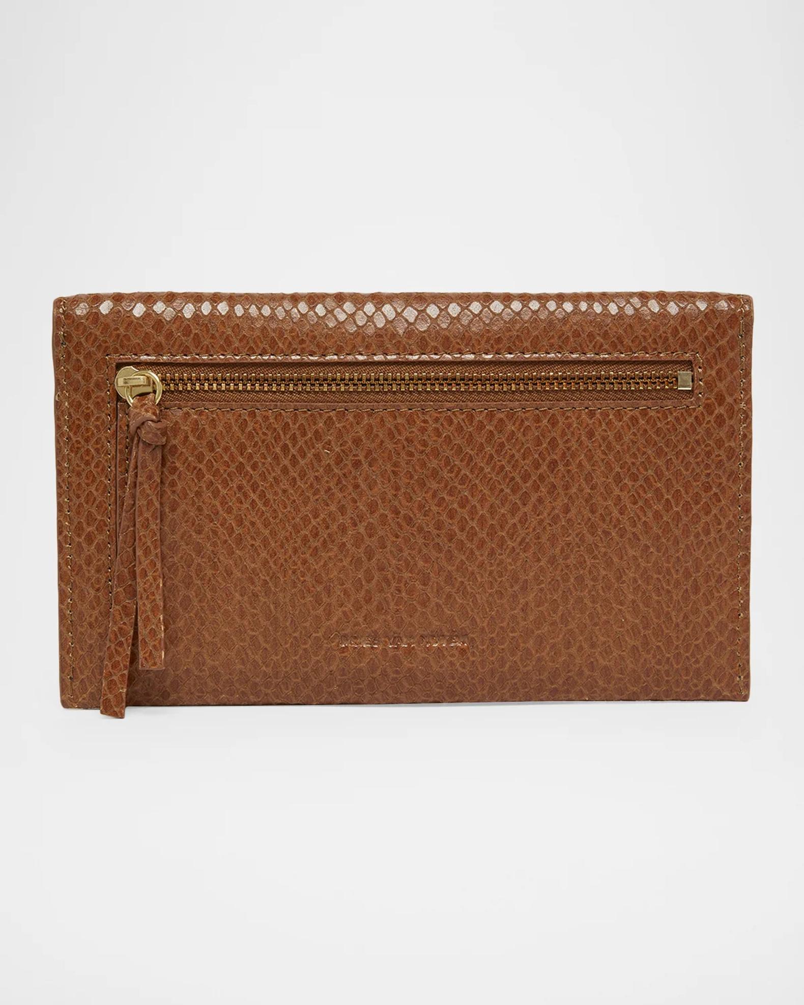 Dries Van Noten Snakeskin-Embossed Leather Envelope Pouch Bag