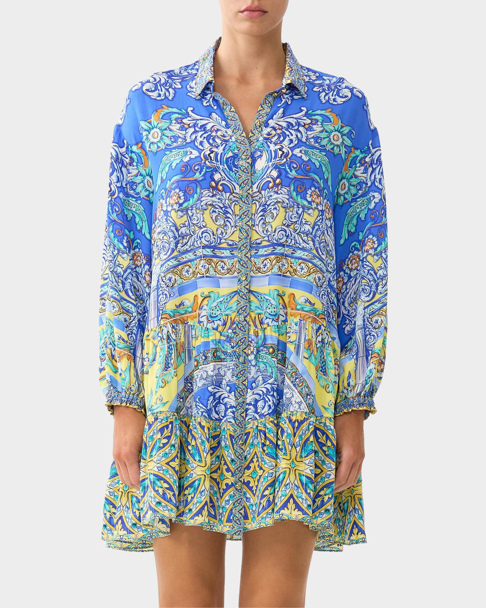 Camilla Beneath The Andalusian Sun Printed Tiered Shirtdress