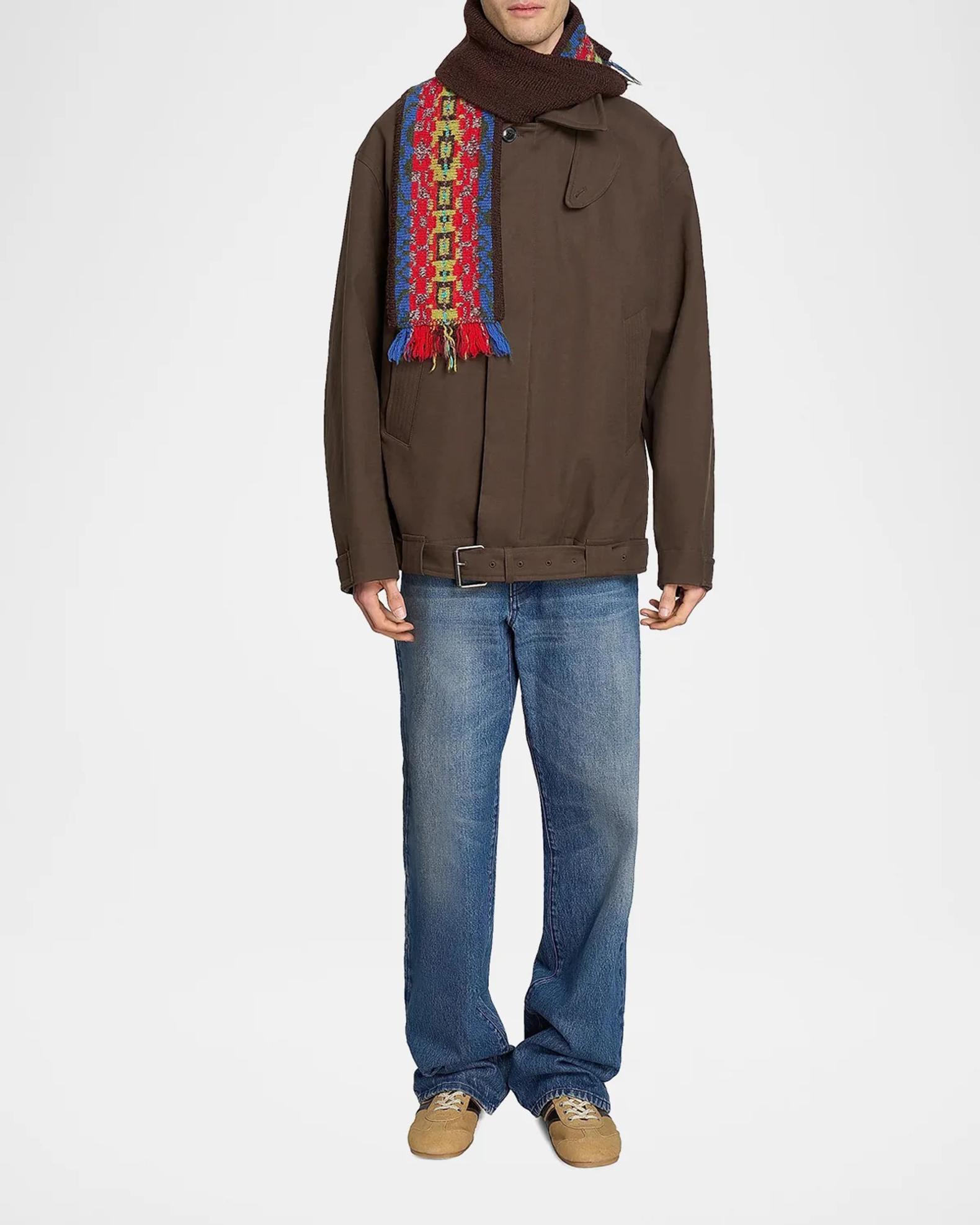 Dries Van Noten Men's Wool Fair Isle Fringe Scarf | Neiman Marcus