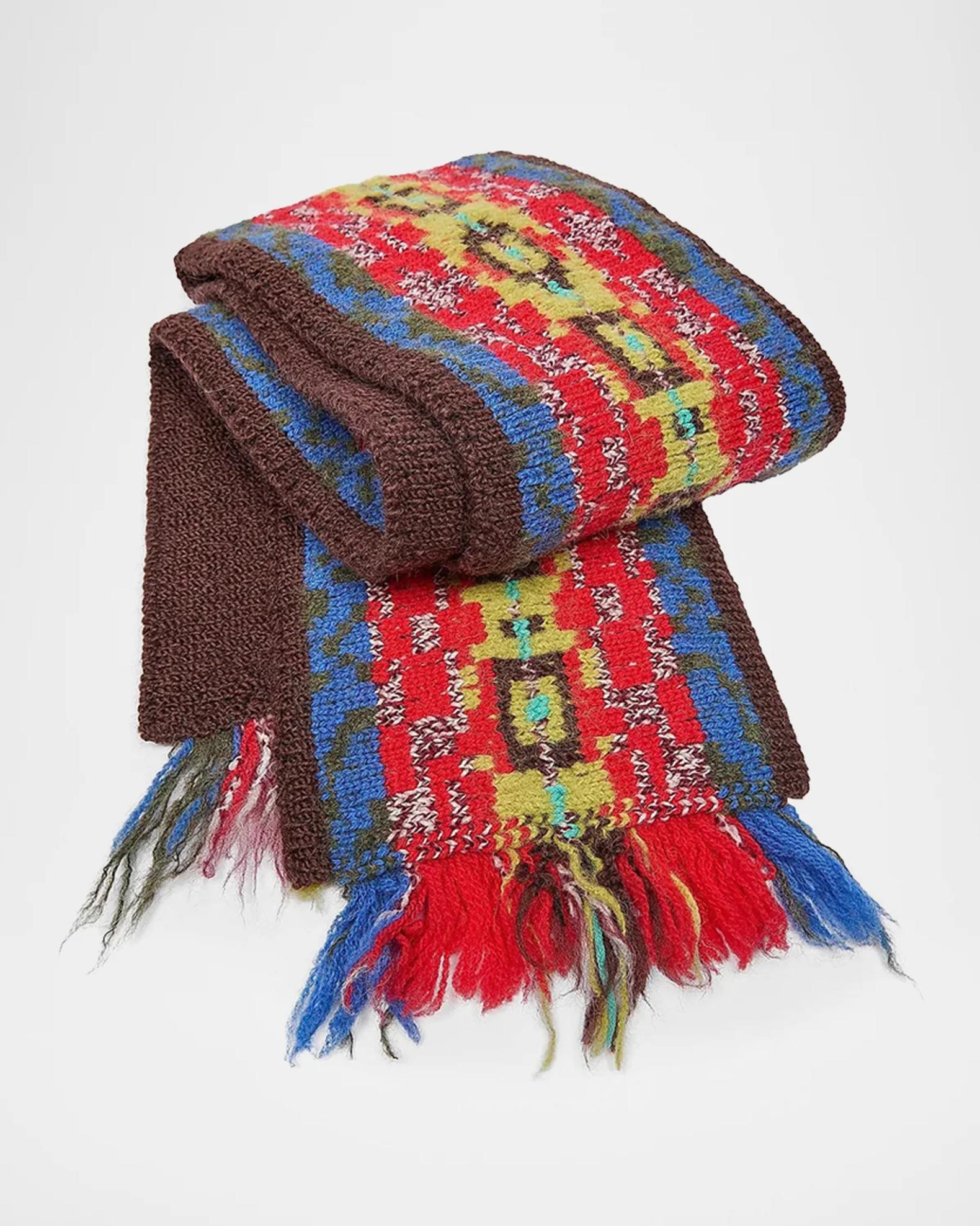 Dries Van Noten Men's Wool Fair Isle Fringe Scarf | Neiman Marcus