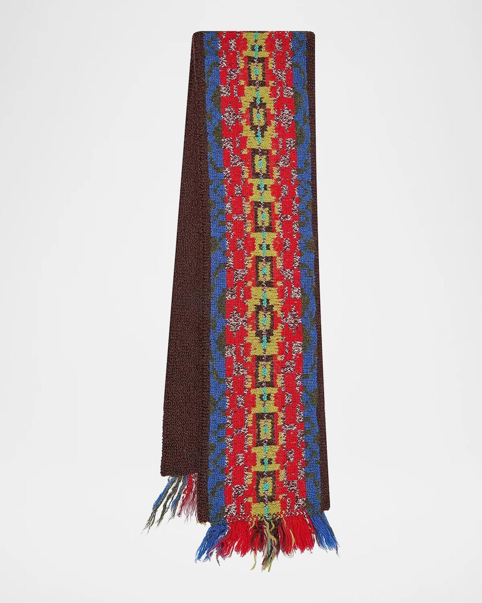 Dries Van Noten Men's Wool Fair Isle Fringe Scarf | Neiman Marcus