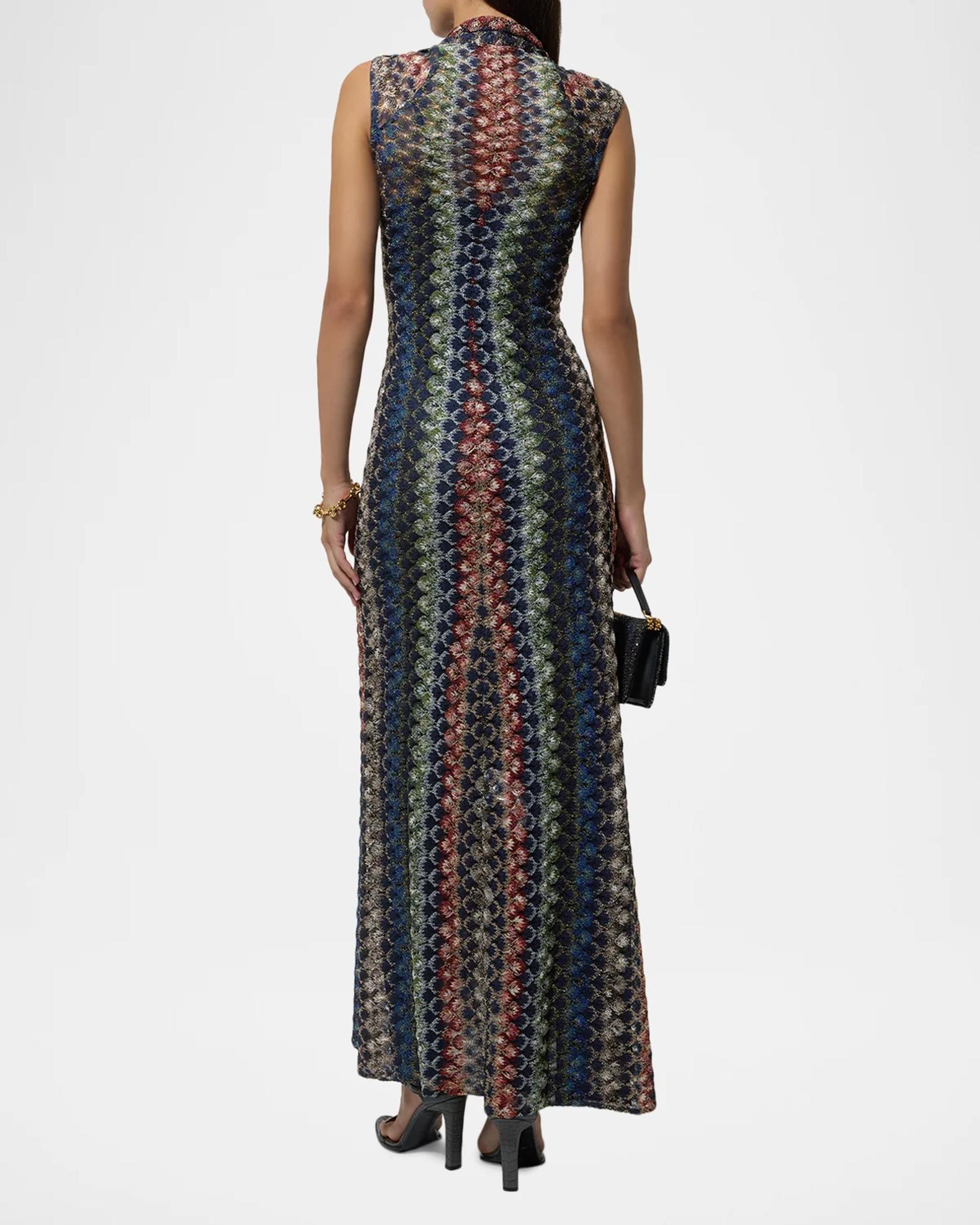 Missoni Plunging Twisted Metallic Lace Knit Maxi Dress | Neiman Marcus