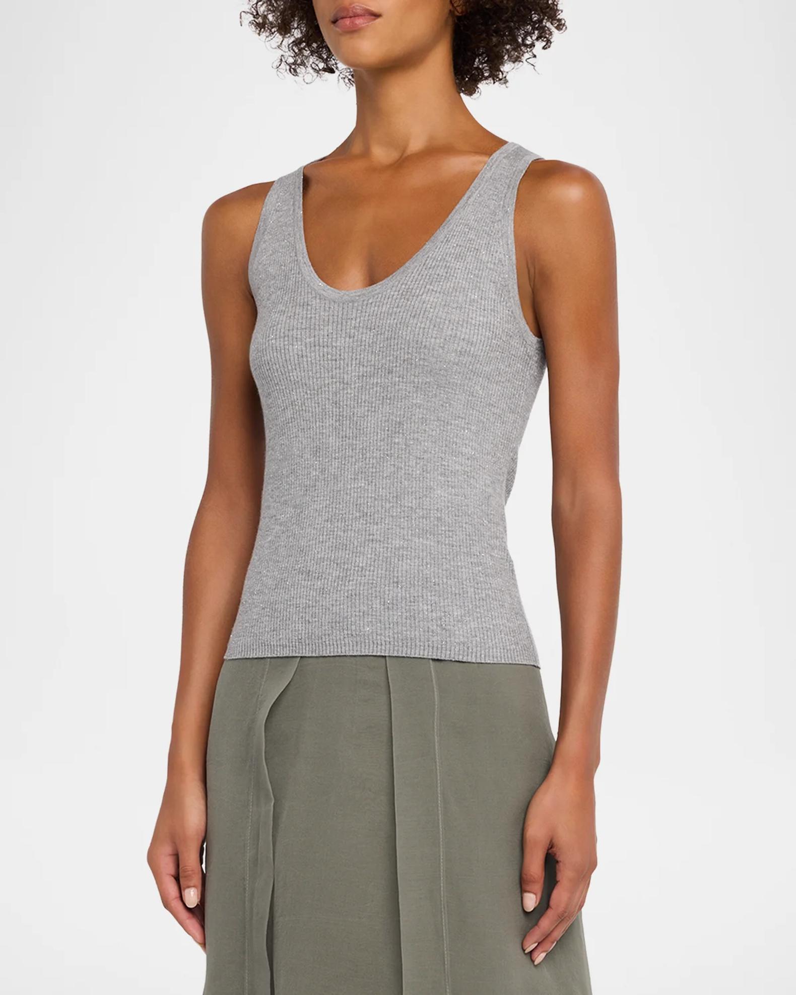 Brunello Cucinelli Sparkle Rib Knit Tank Top | Neiman Marcus