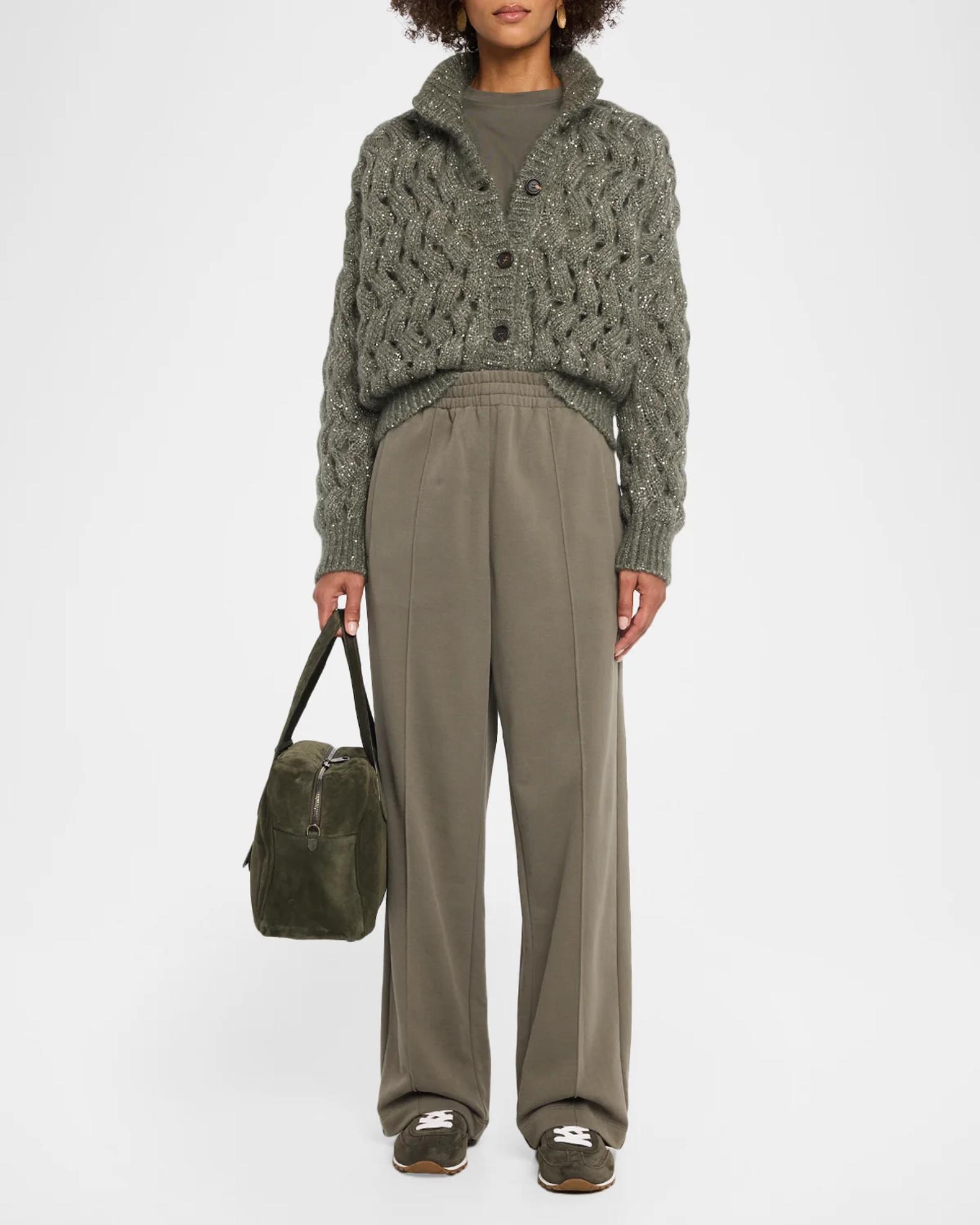 Brunello Cucinelli Ocean Waves Diamante Mohair Cardigan | Neiman