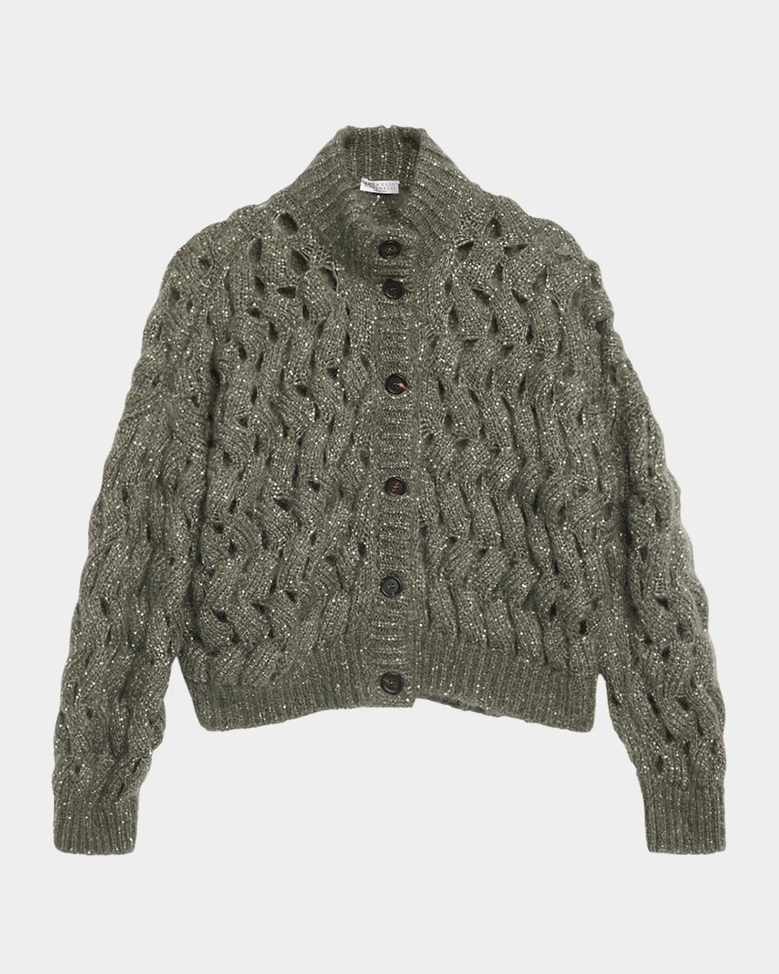 Brunello Cucinelli Ocean Waves Diamante Mohair Cardigan | Neiman