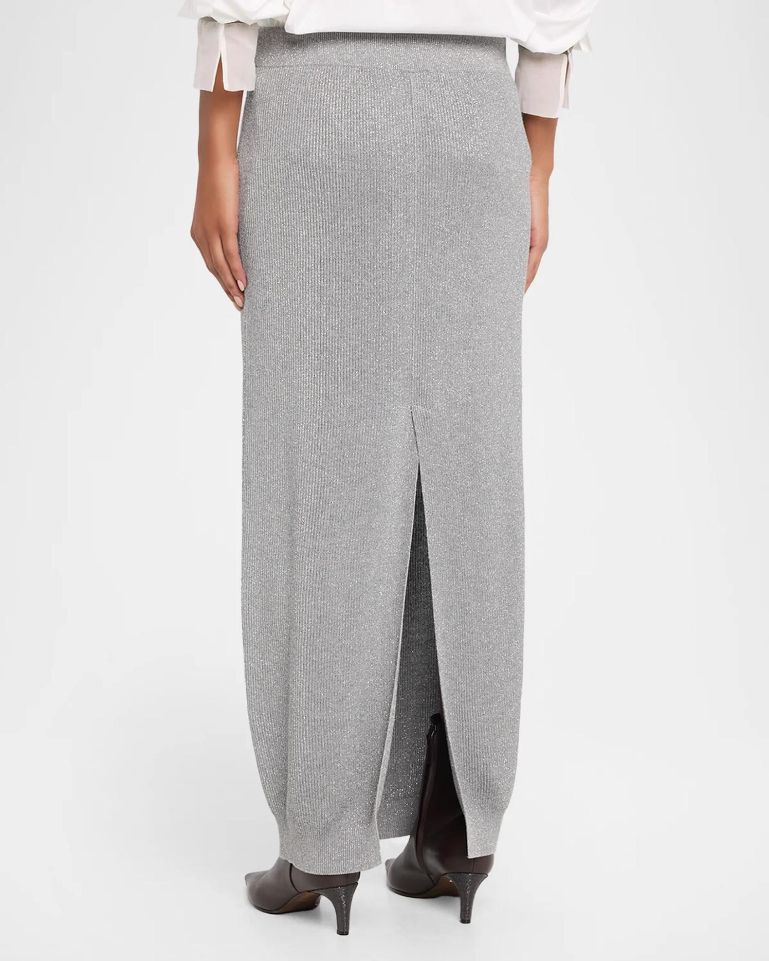 Brunello Cucinelli Sparkle Rib Knit Maxi Skirt | Neiman Marcus