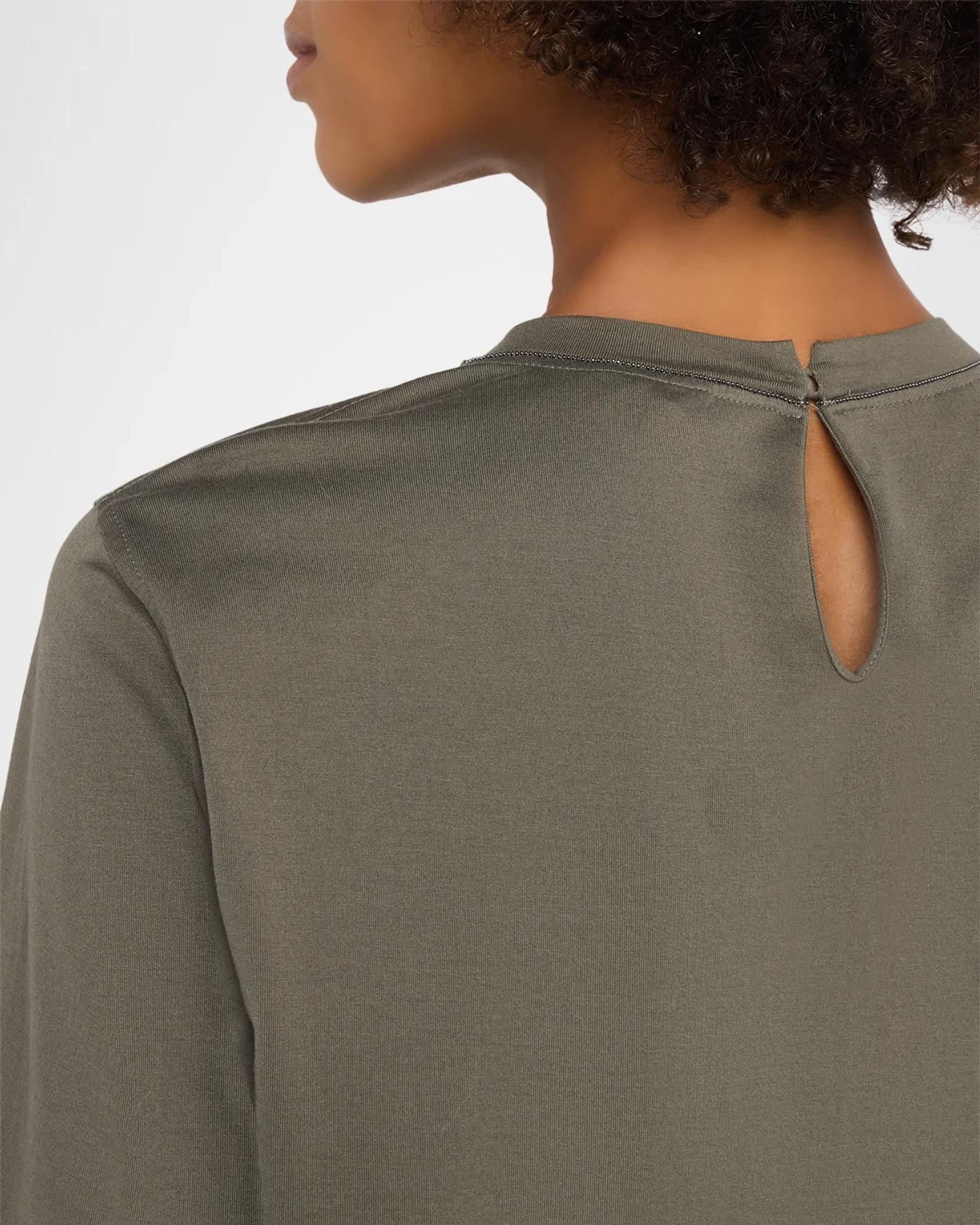 Brunello Cucinelli Long-Sleeve Monili Crewneck Cotton T-Shirt