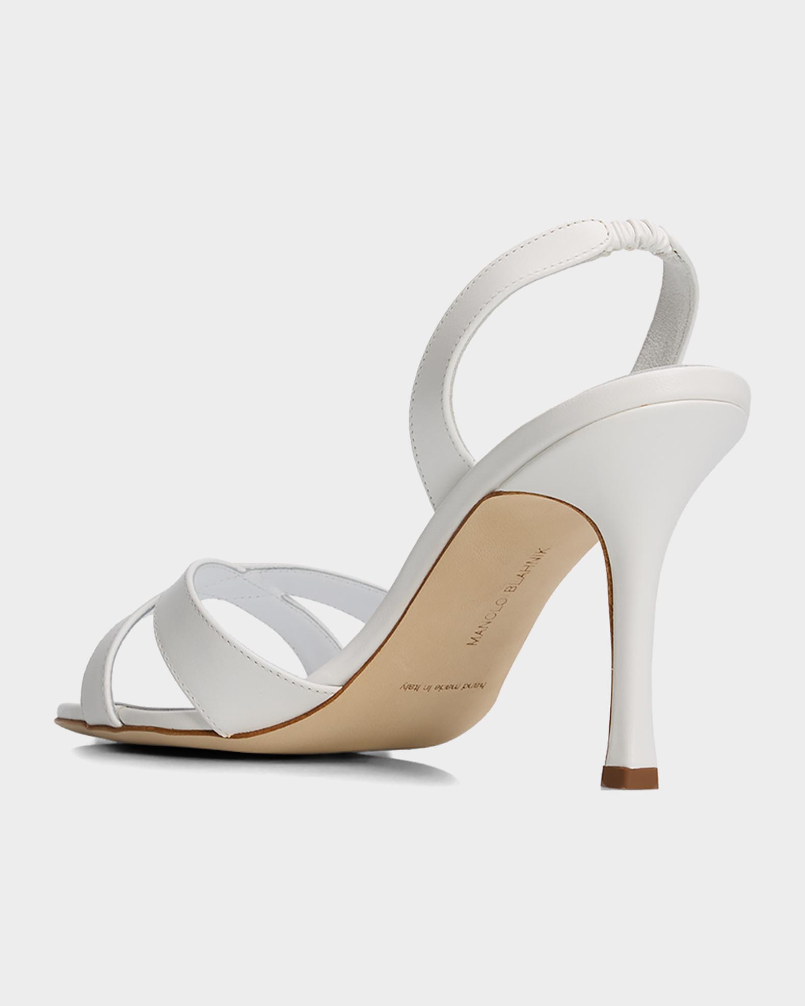 Manolo Blahnik 90mm Callasli Leather Slingback Sandals | Neiman Marcus