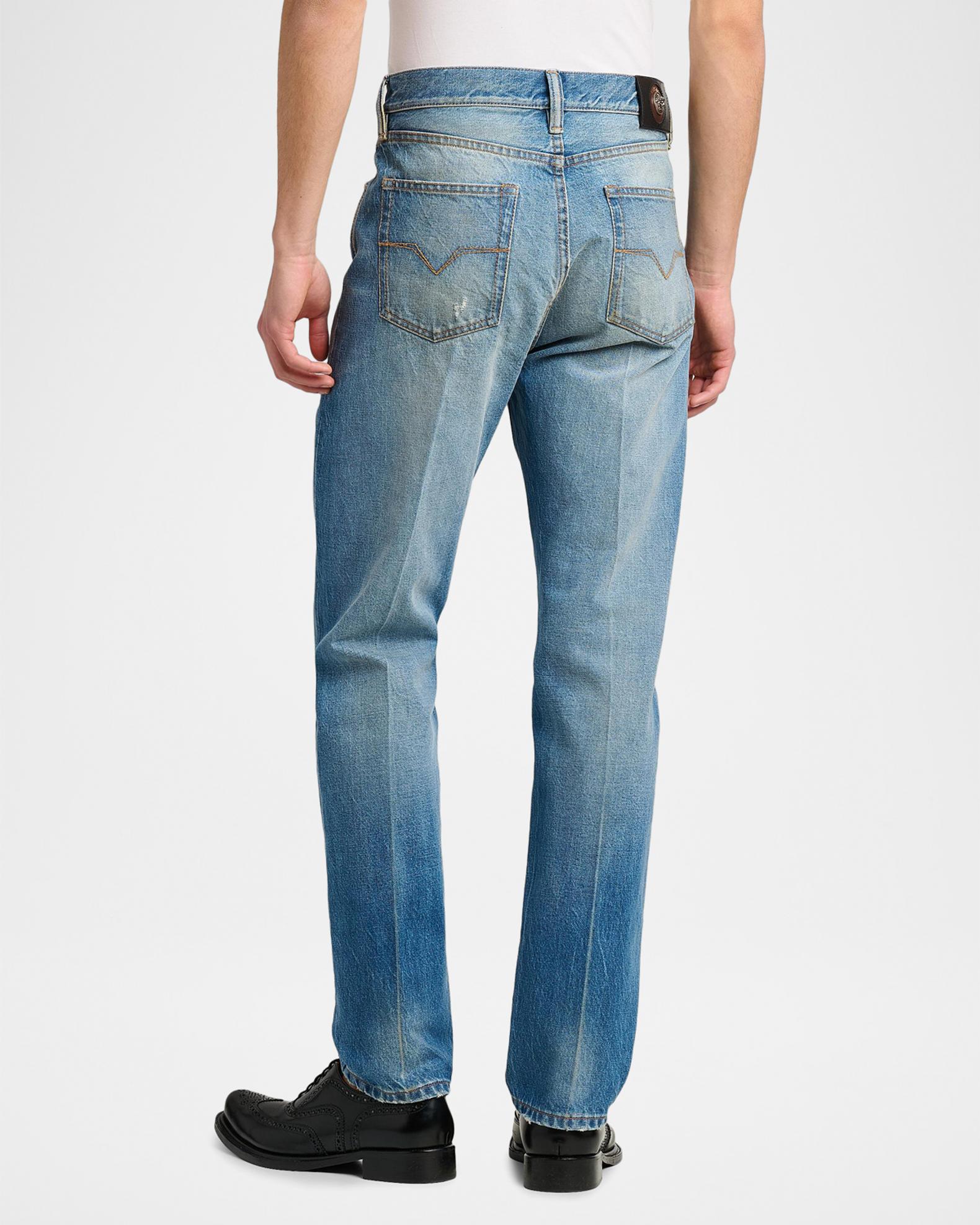 Versace Jeans Couture Straight-Leg Stone-Washed Jeans | Neiman Marcus