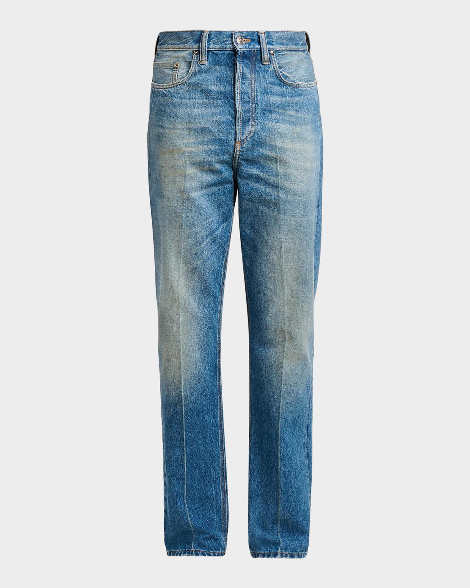 Versace Jeans Couture Straight-Leg Stone-Washed Jeans | Neiman Marcus