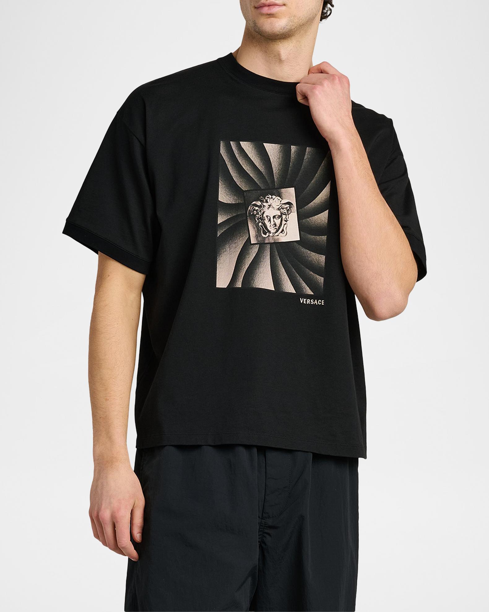 VERSACE JEANS COUTURE メデューサ　ロゴ刺繍　リネン ベスト Versace Jeans Couture Medusa Cotton T-Shirt | Neiman Marcus