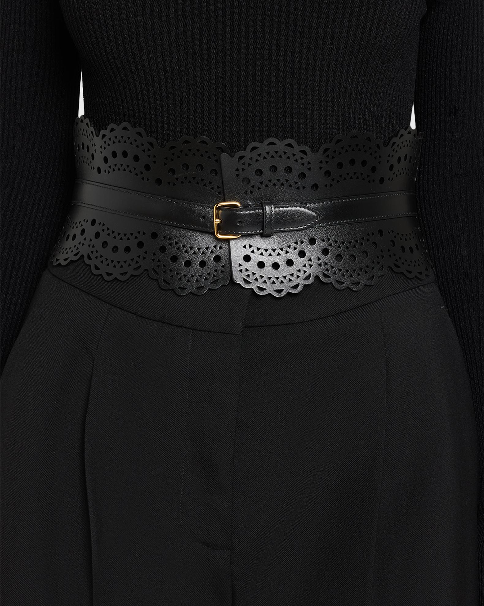 ALAIA Vienne Lasercut Leather Corset Belt | Neiman Marcus