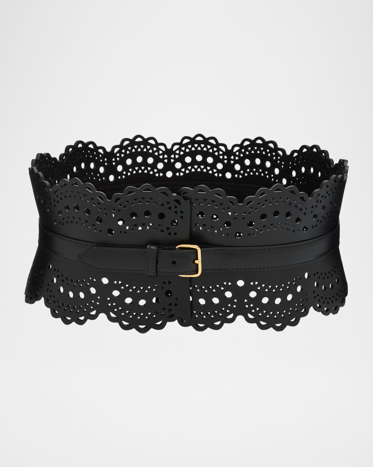 ALAIA Vienne Lasercut Leather Corset Belt | Neiman Marcus