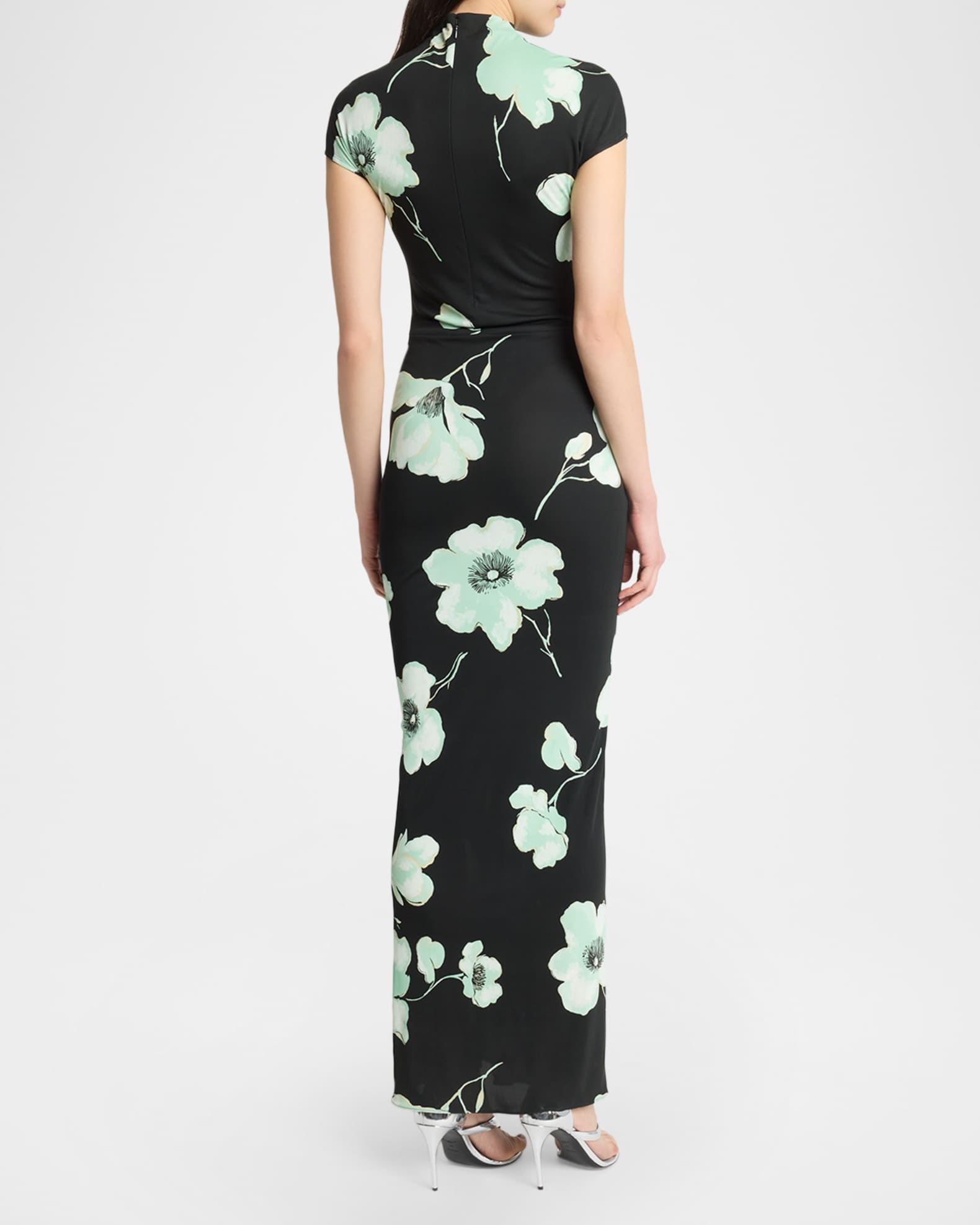 alaia draped dress in rhinestone jersey Alaa | Embellished green jersey dress