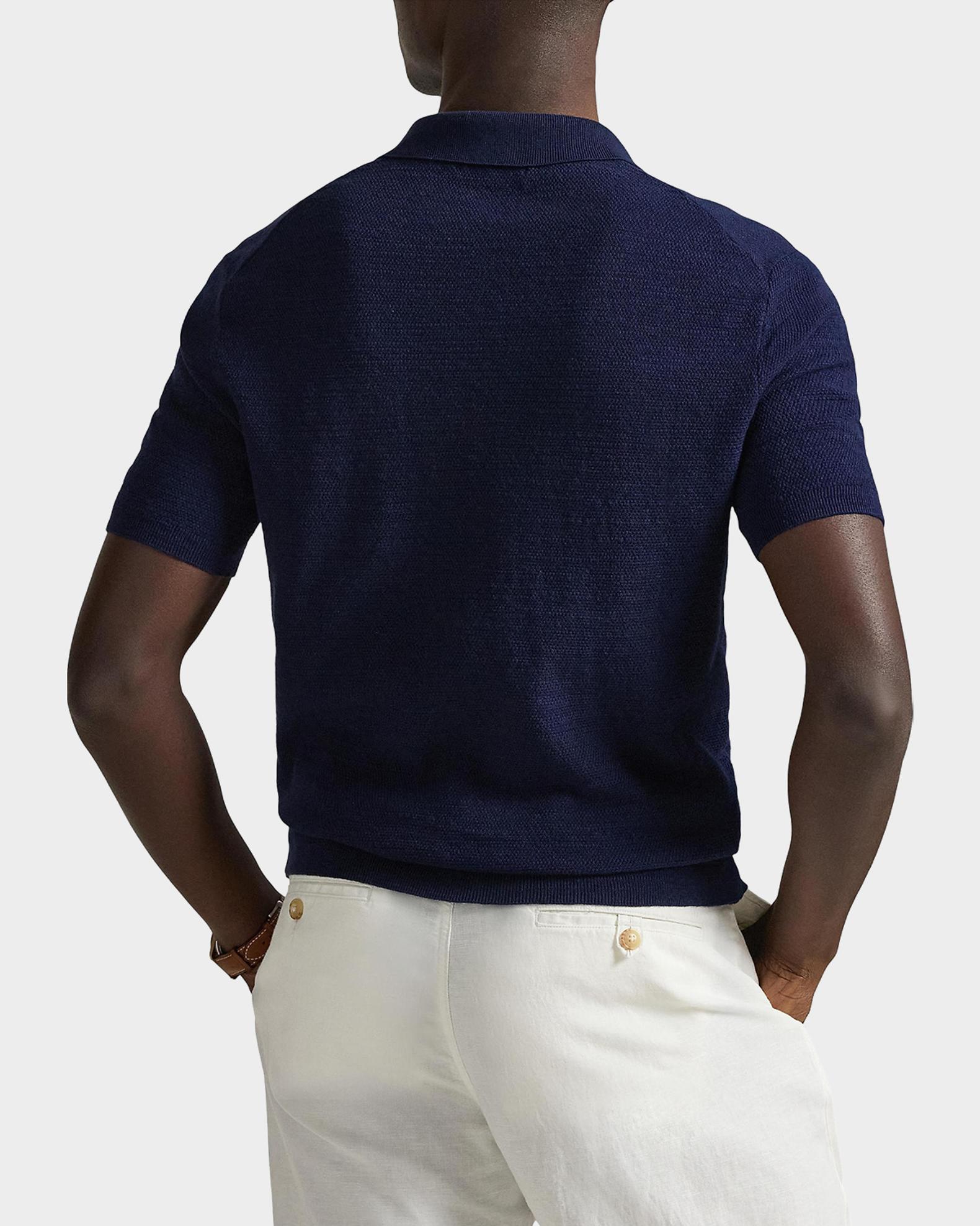 現行】 POLO RalphLauren LINEN W36 L30 ネイビー Linen Johnny-Collar