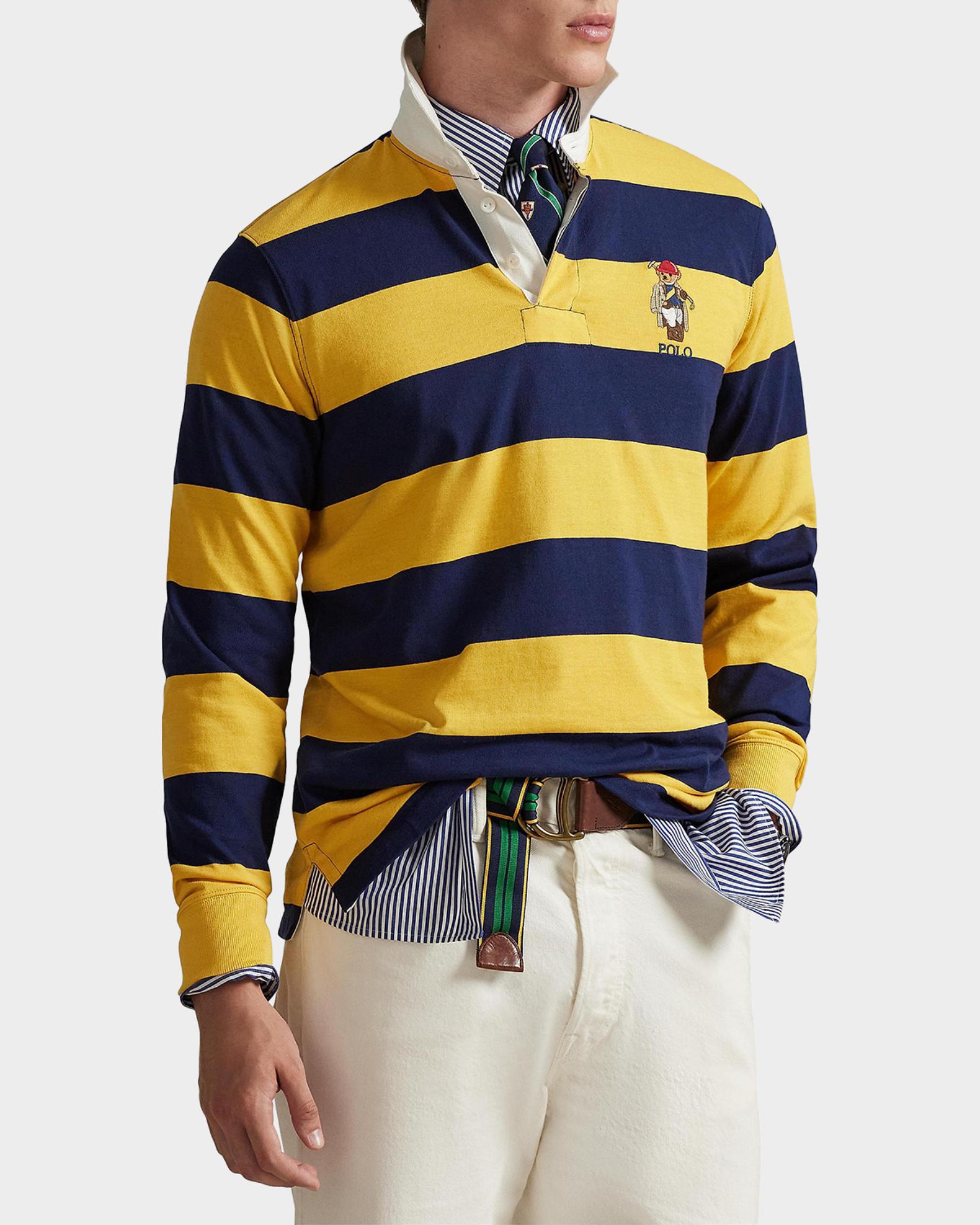 Polo Ralph Lauren Rugby Polo Bear Striped Polo Shirt | Neiman Marcus