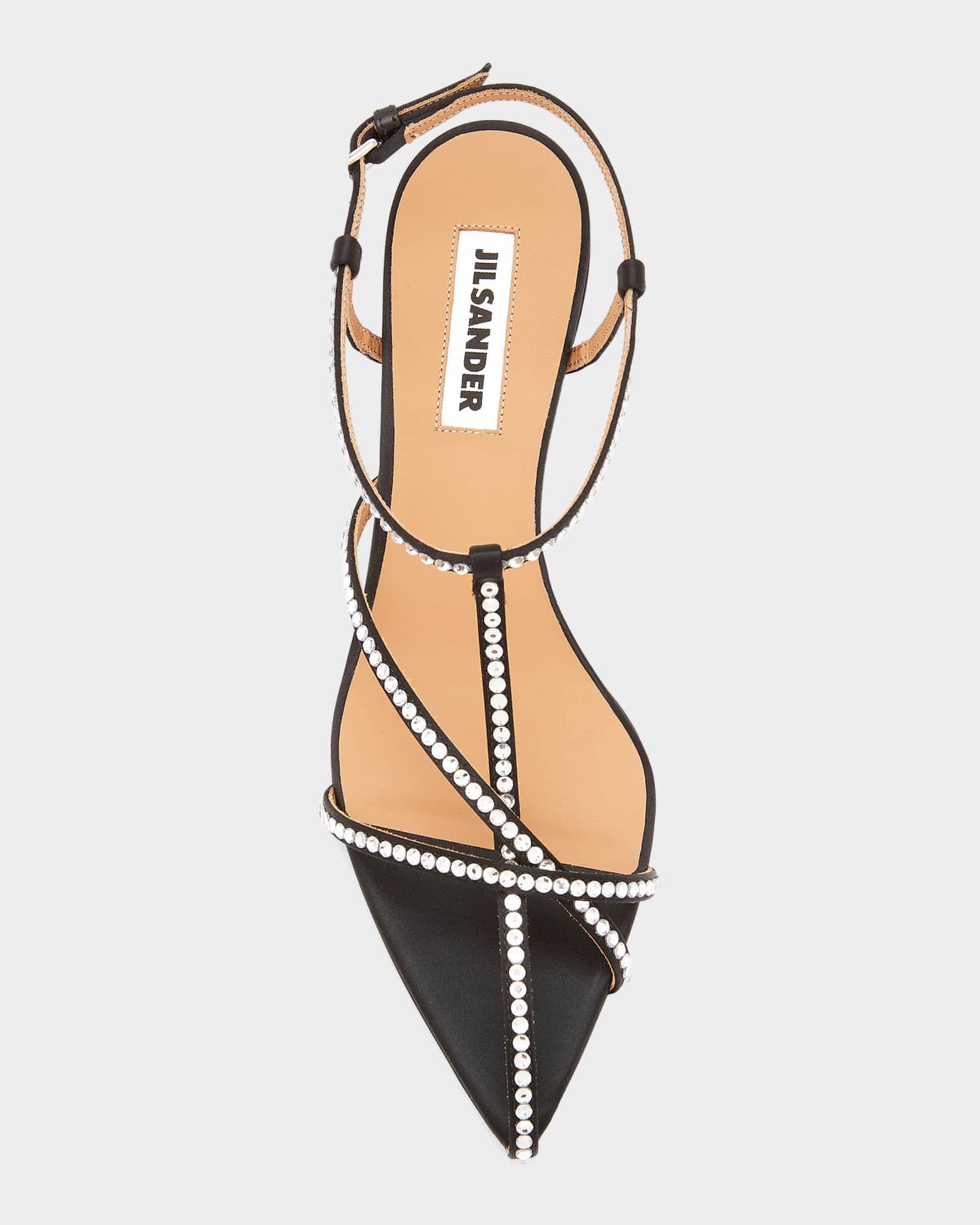 kai！jil sander バックストリングパンプス 35 Jil Sander 35mm Caged Embellished Satin Sandals | Neiman Marcus