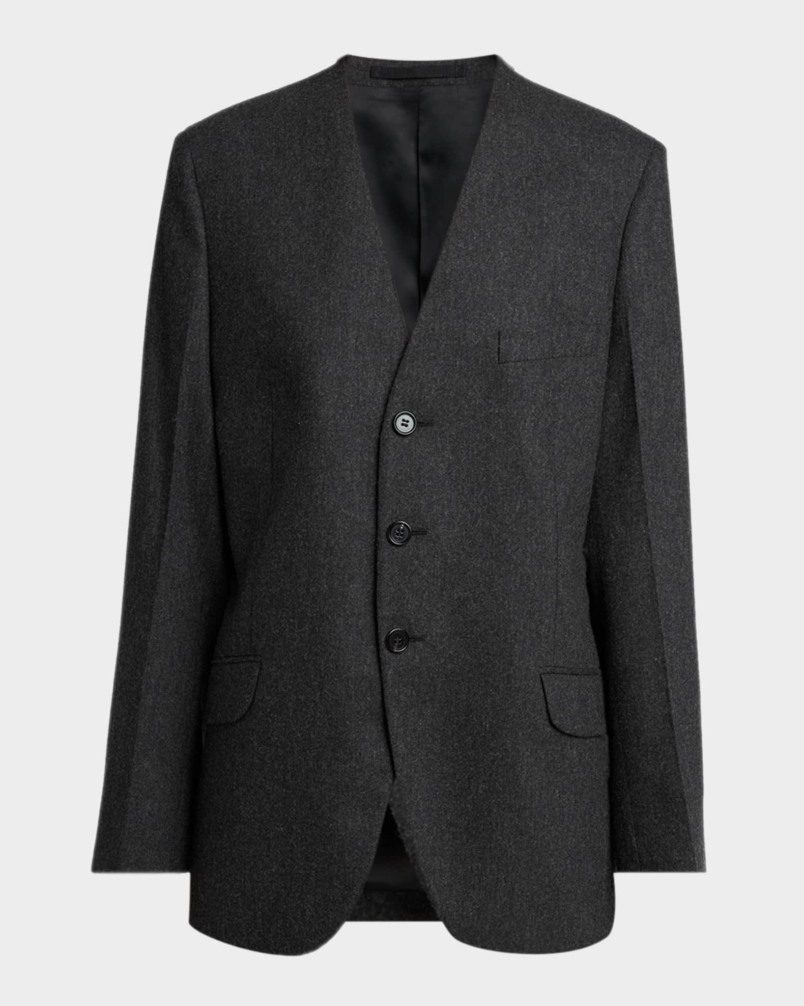 @*A様 21AW JIL SANDER SPORTS COAT Jil Sander V-Neck Brushed Wool Single-Breasted Jacket | Neiman Marcus
