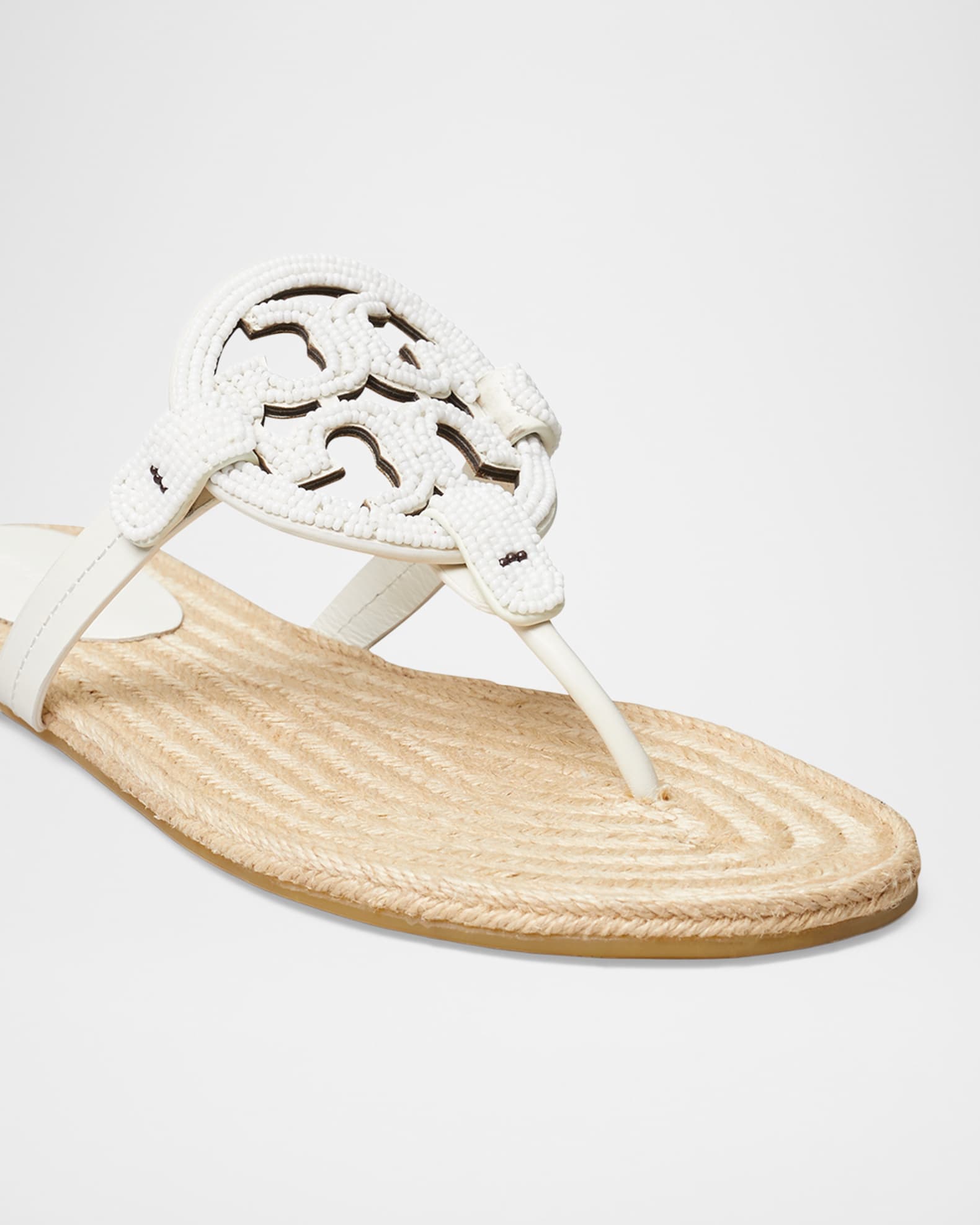 Tory Burch Miller Beaded Espadrille Thong Sandals | Neiman Marcus