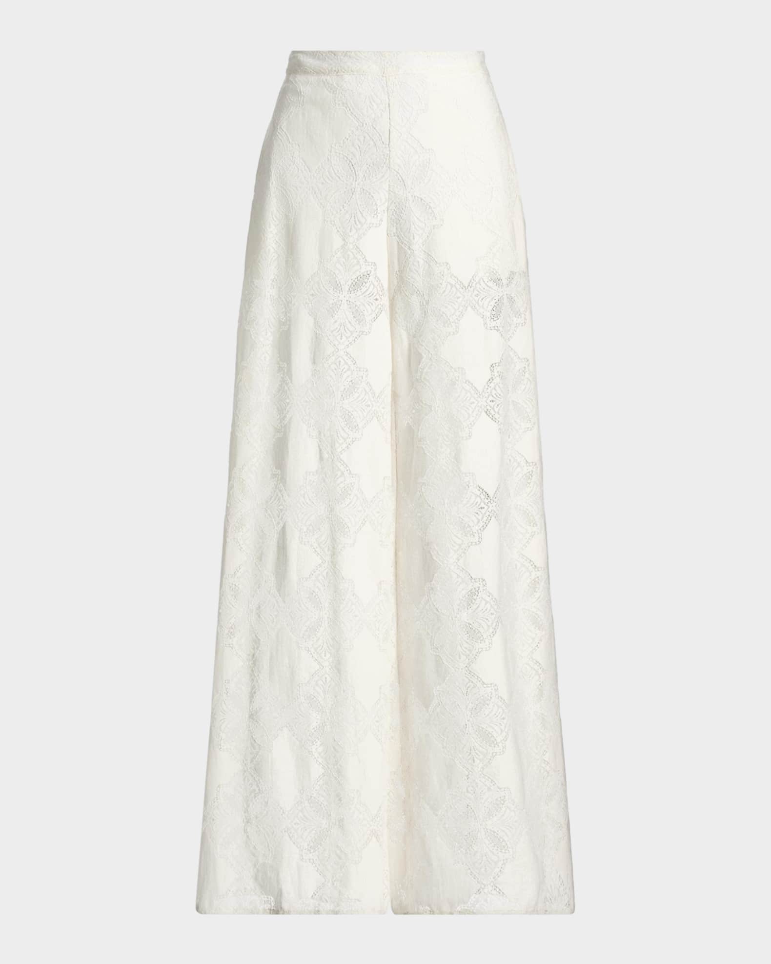 MISA Los Angeles Ravi Jacquard Lace Wide-Leg Pants | Neiman Marcus