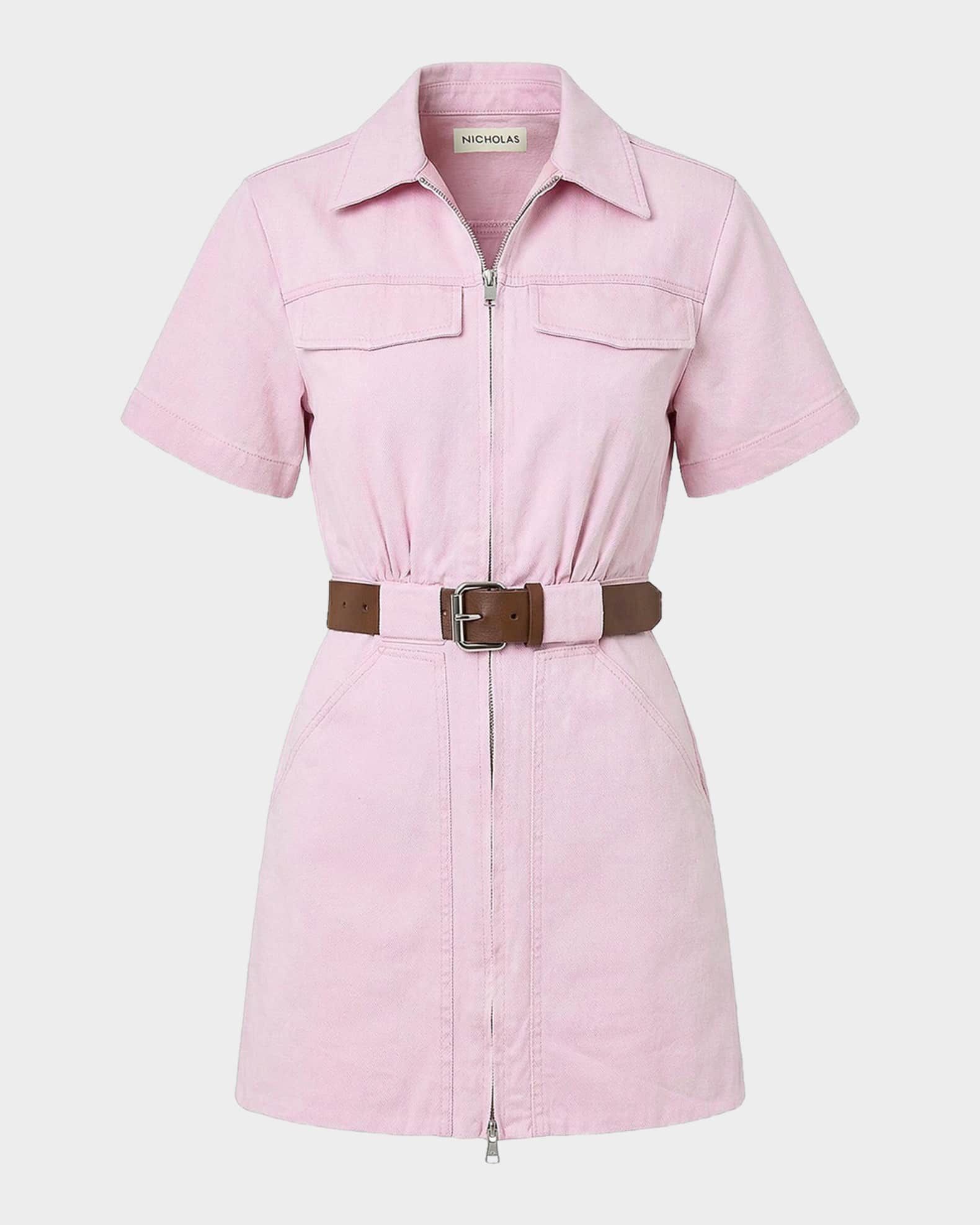 denim utility dress Mini pair with a crossbody bag and minimal jewellery as shown NICHOLAS Embla Belted Denim Utility