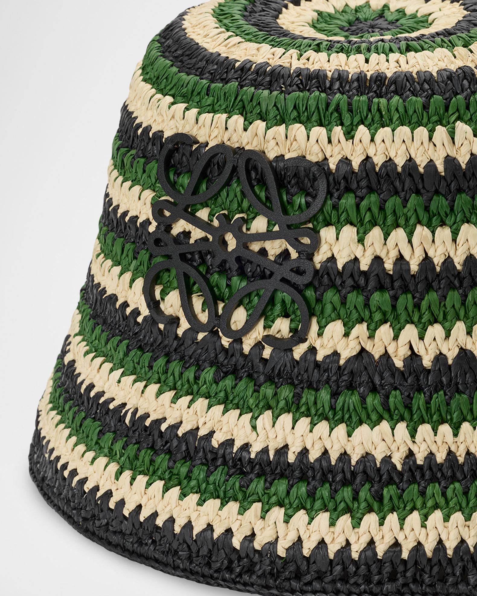 Loewe Anagram Striped Raffia Bucket Hat | Neiman Marcus display picture 2