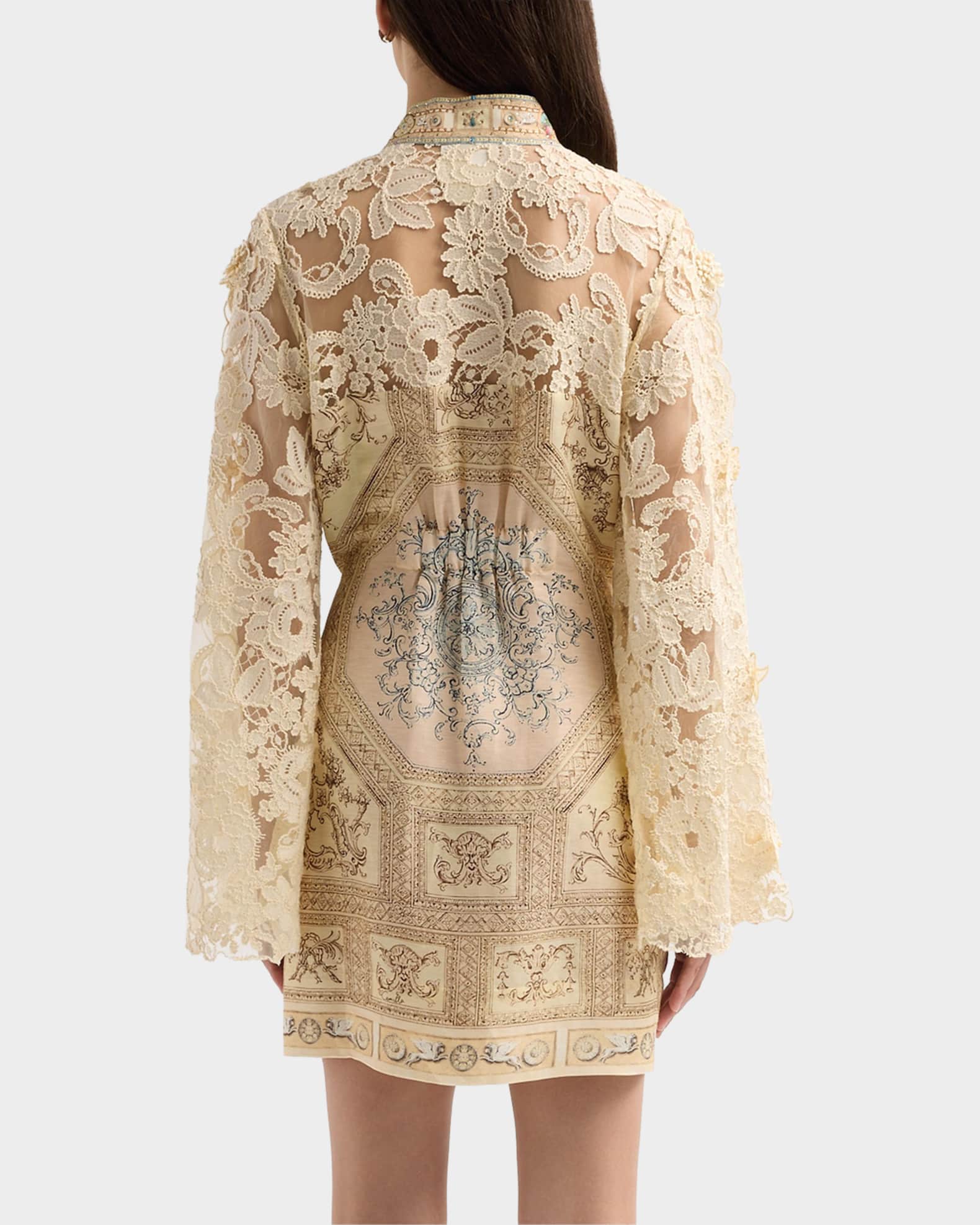 Camilla Camilla x MET Mixed-Media Lace Mini Dress | Neiman Marcus