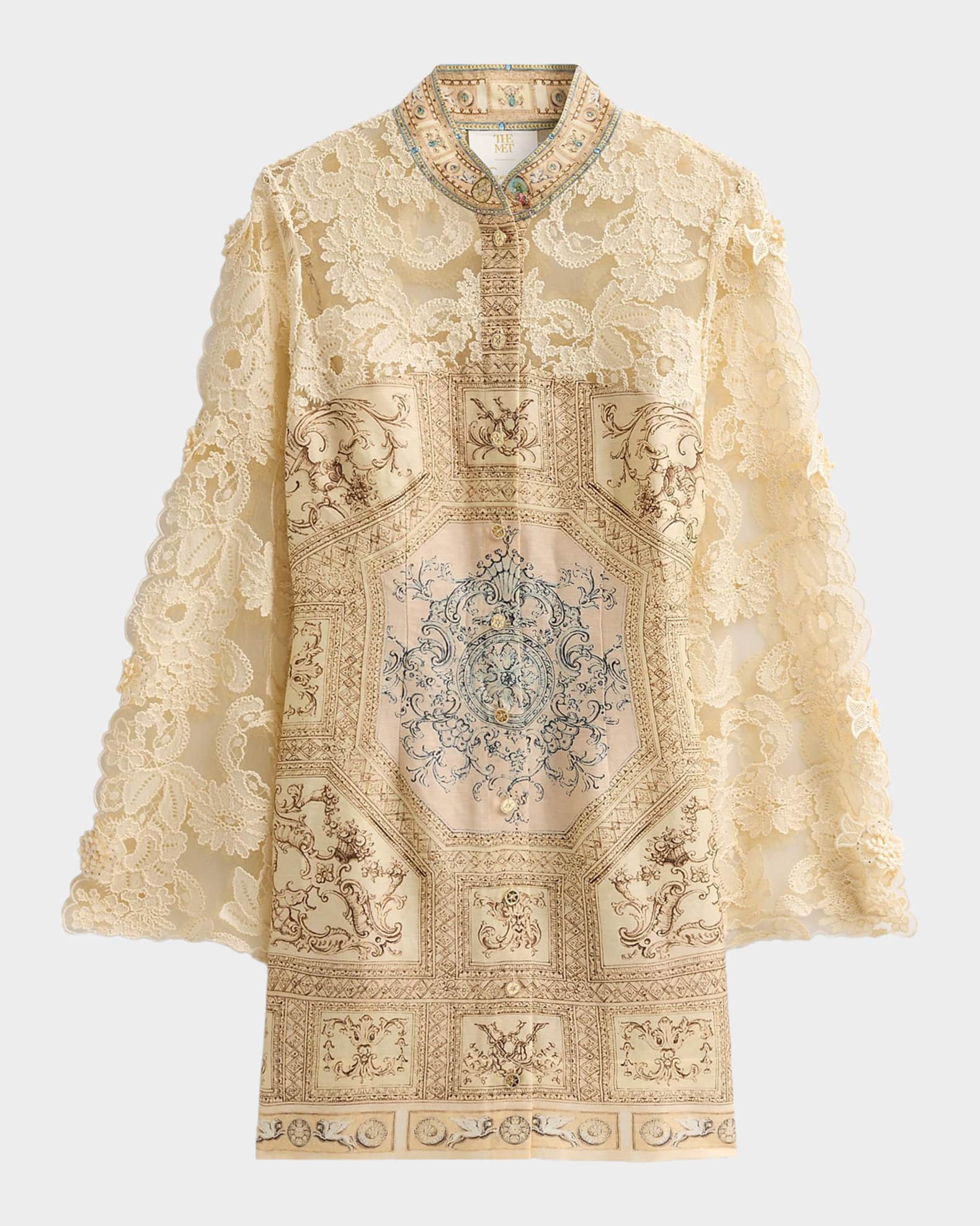 Camilla Camilla x MET Mixed-Media Lace Mini Dress | Neiman Marcus