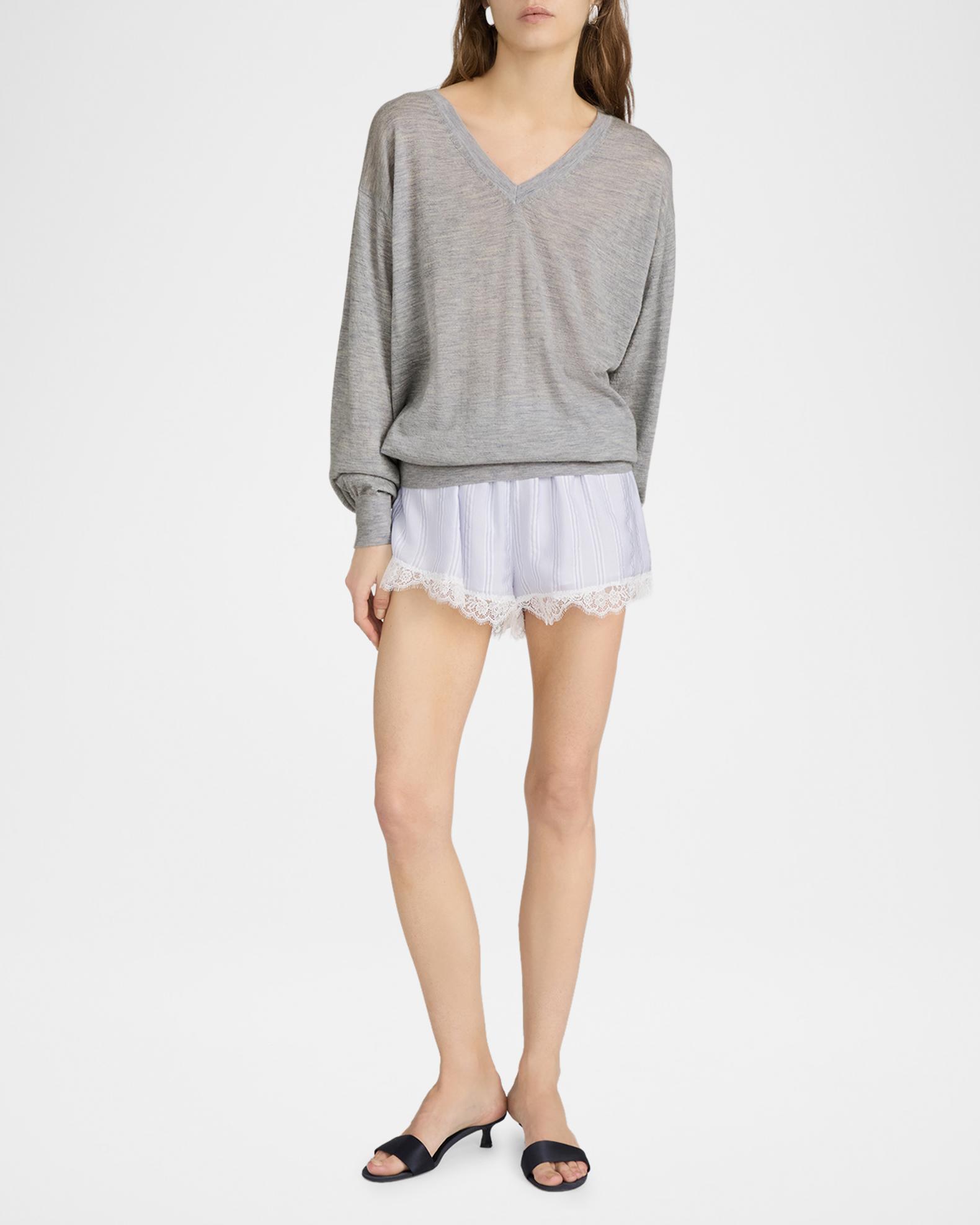 FRAME The Stripe Lace Shorts | Neiman Marcus