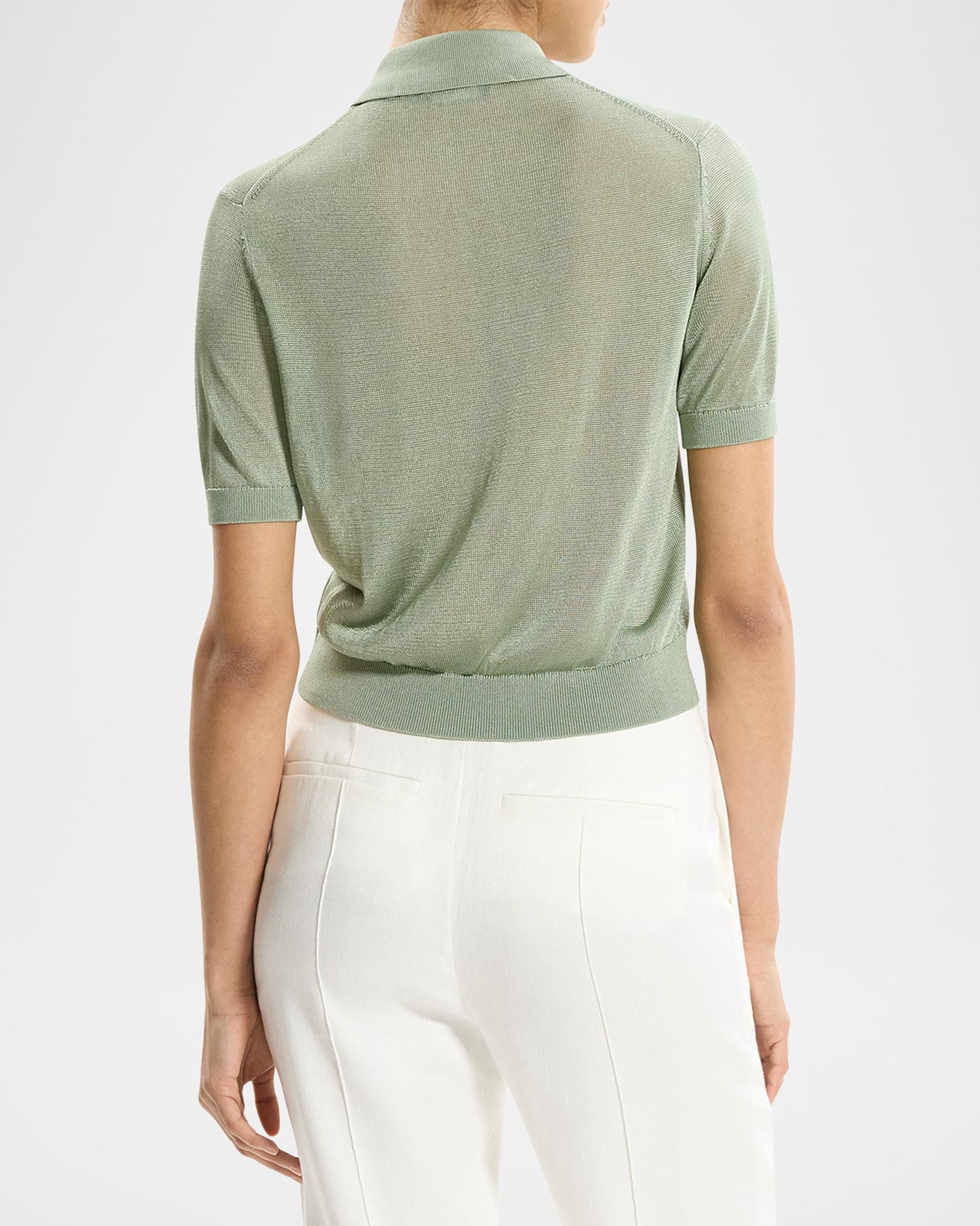 Theory Sheer Short-Sleeve Polo Shirt | Neiman Marcus
