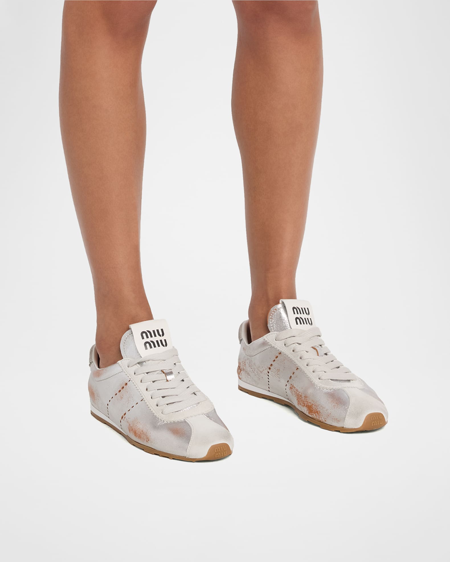 Miu Miu Metallic Leather Low-Top Sneakers | Neiman Marcus