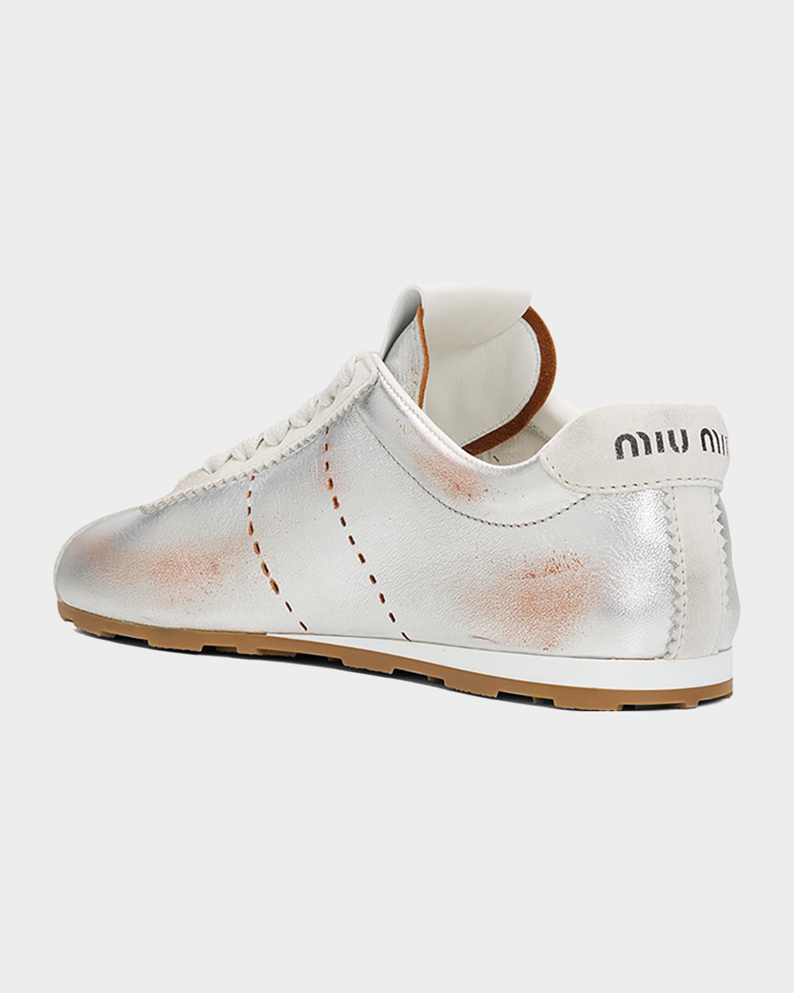 Miu Miu Metallic Leather Low-Top Sneakers | Neiman Marcus