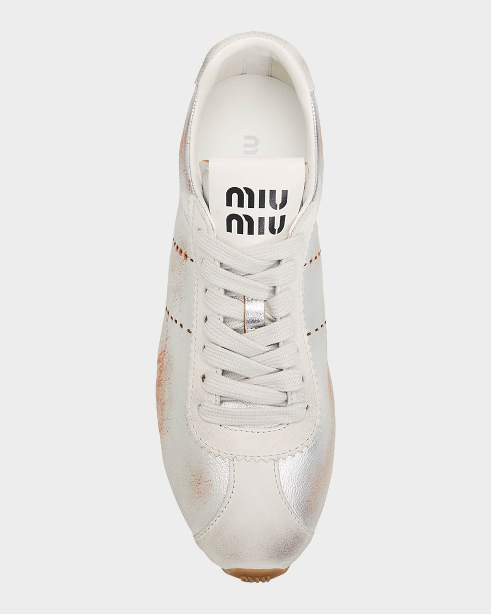 Miu Miu Metallic Leather Low-Top Sneakers | Neiman Marcus