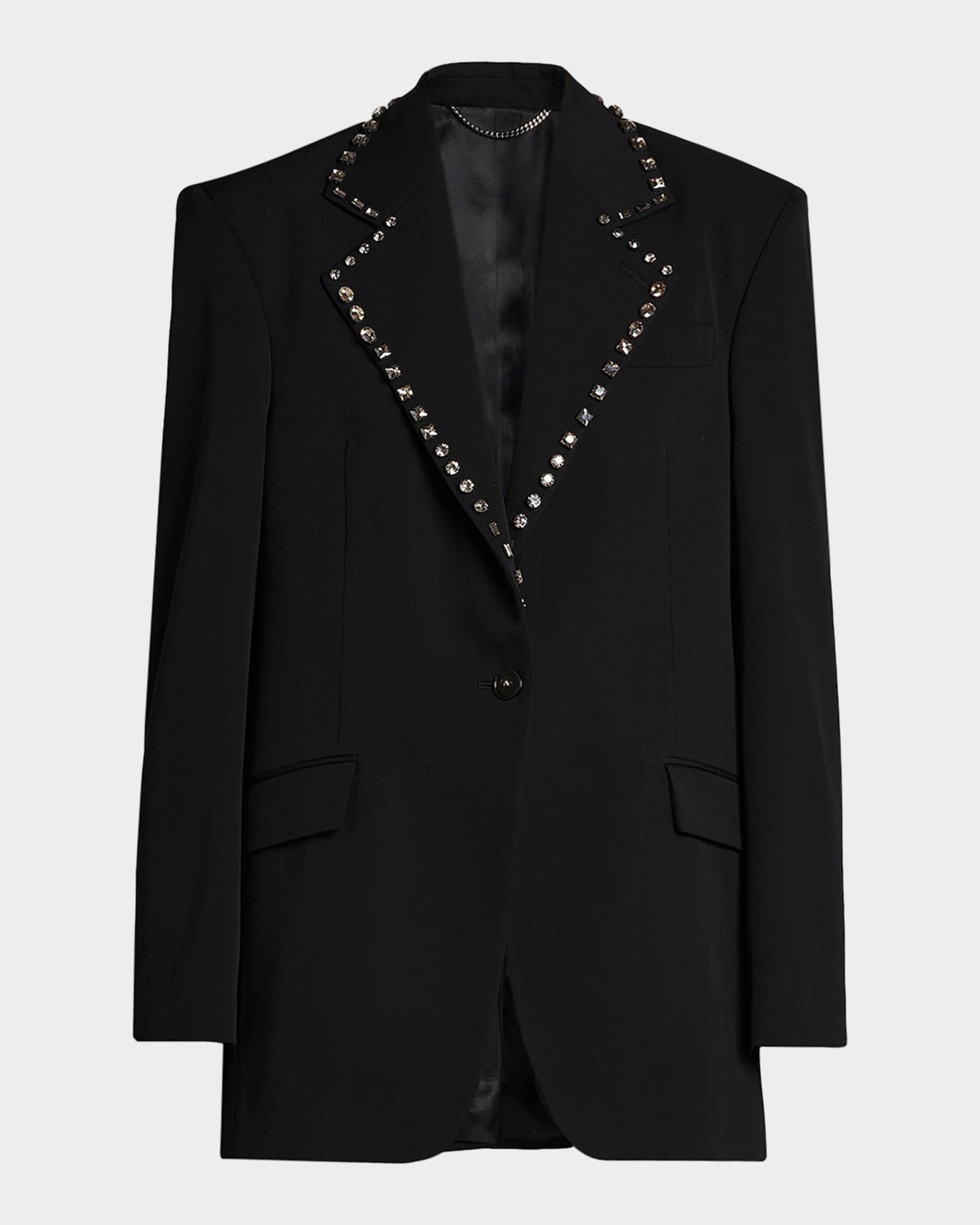 Stella McCartney Embellished-Lapel Wool Blazer | Neiman Marcus