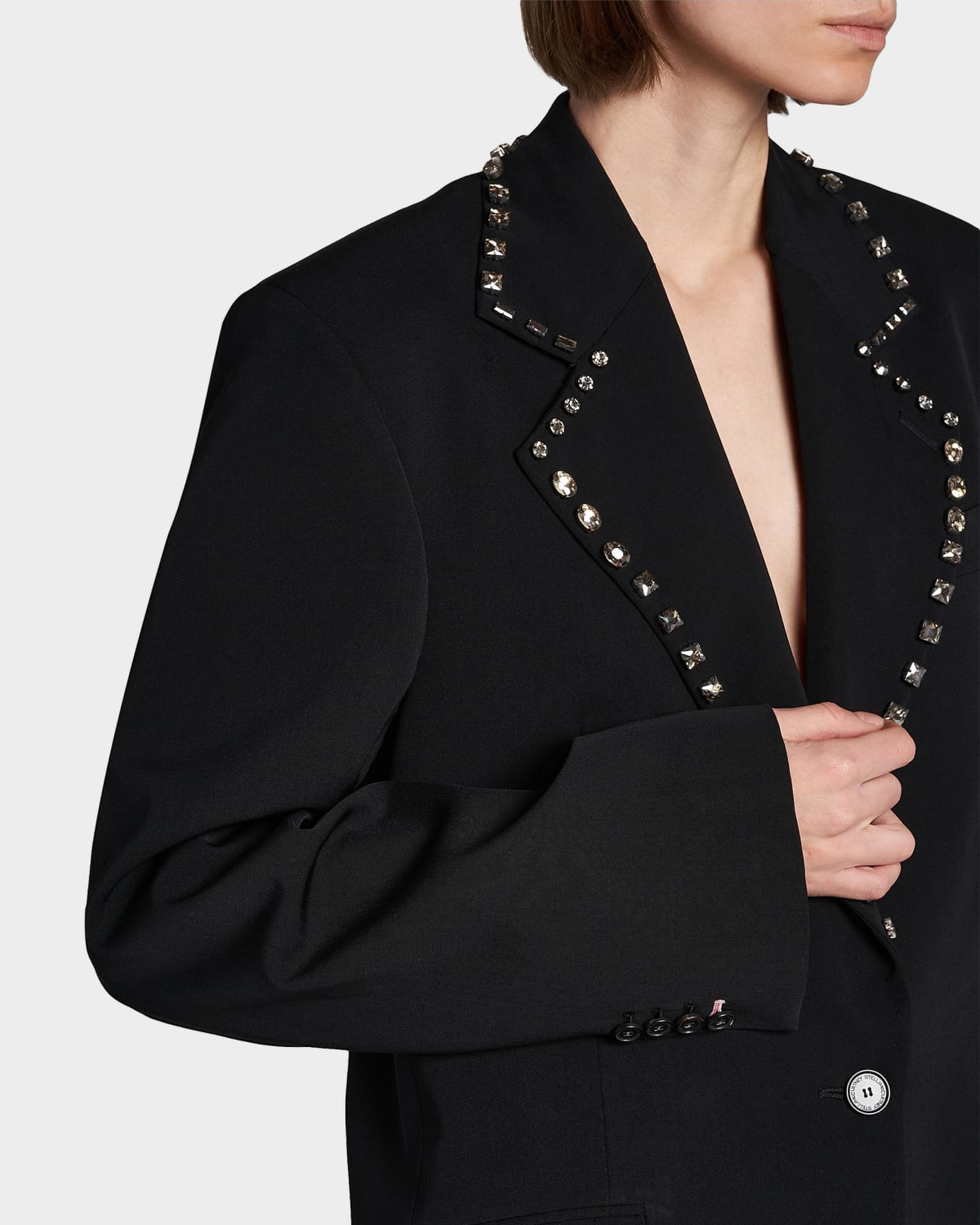 Stella McCartney Embellished-Lapel Wool Blazer | Neiman Marcus
