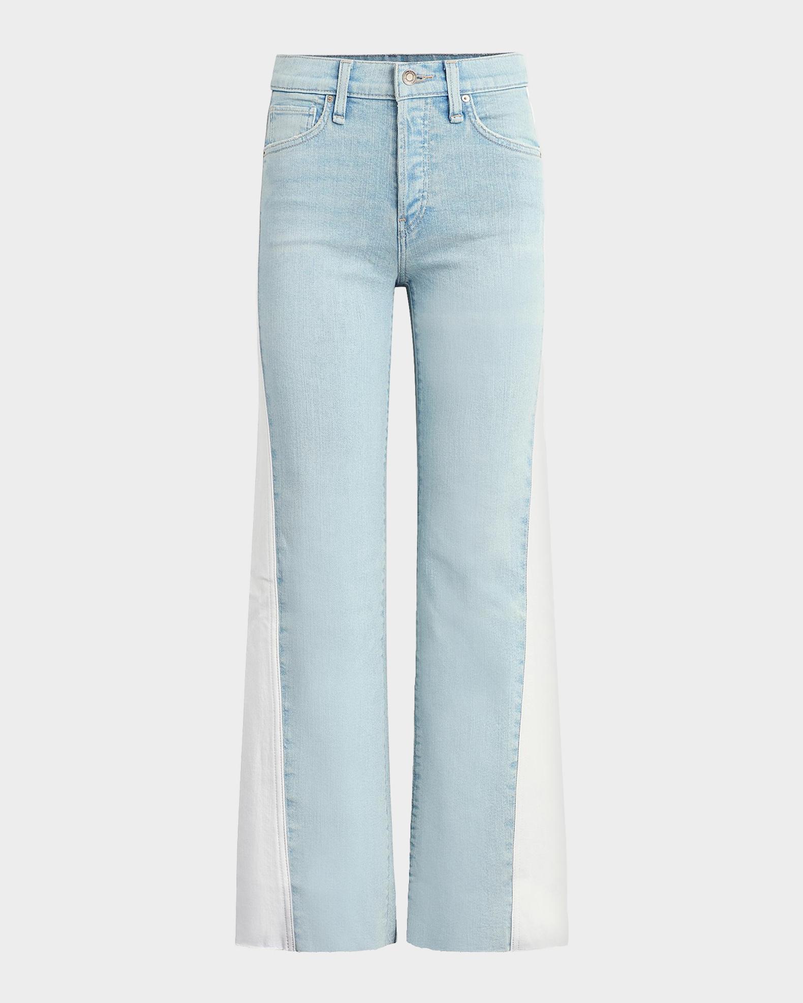Hudson Rosie Spliced Wide-Leg Ankle Jeans | Neiman Marcus