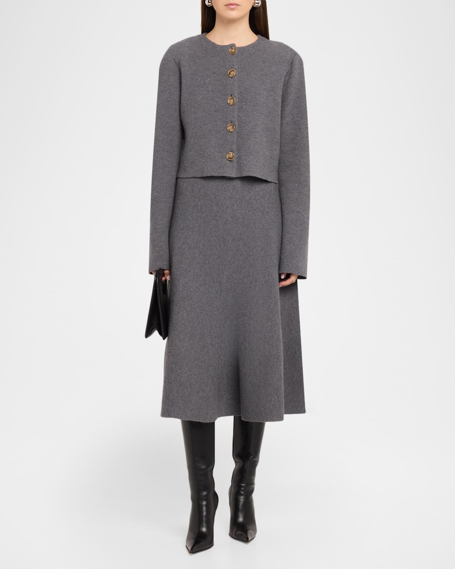 Brandon Maxwell Ryder Wool Knit Crop Jacket | Neiman Marcus