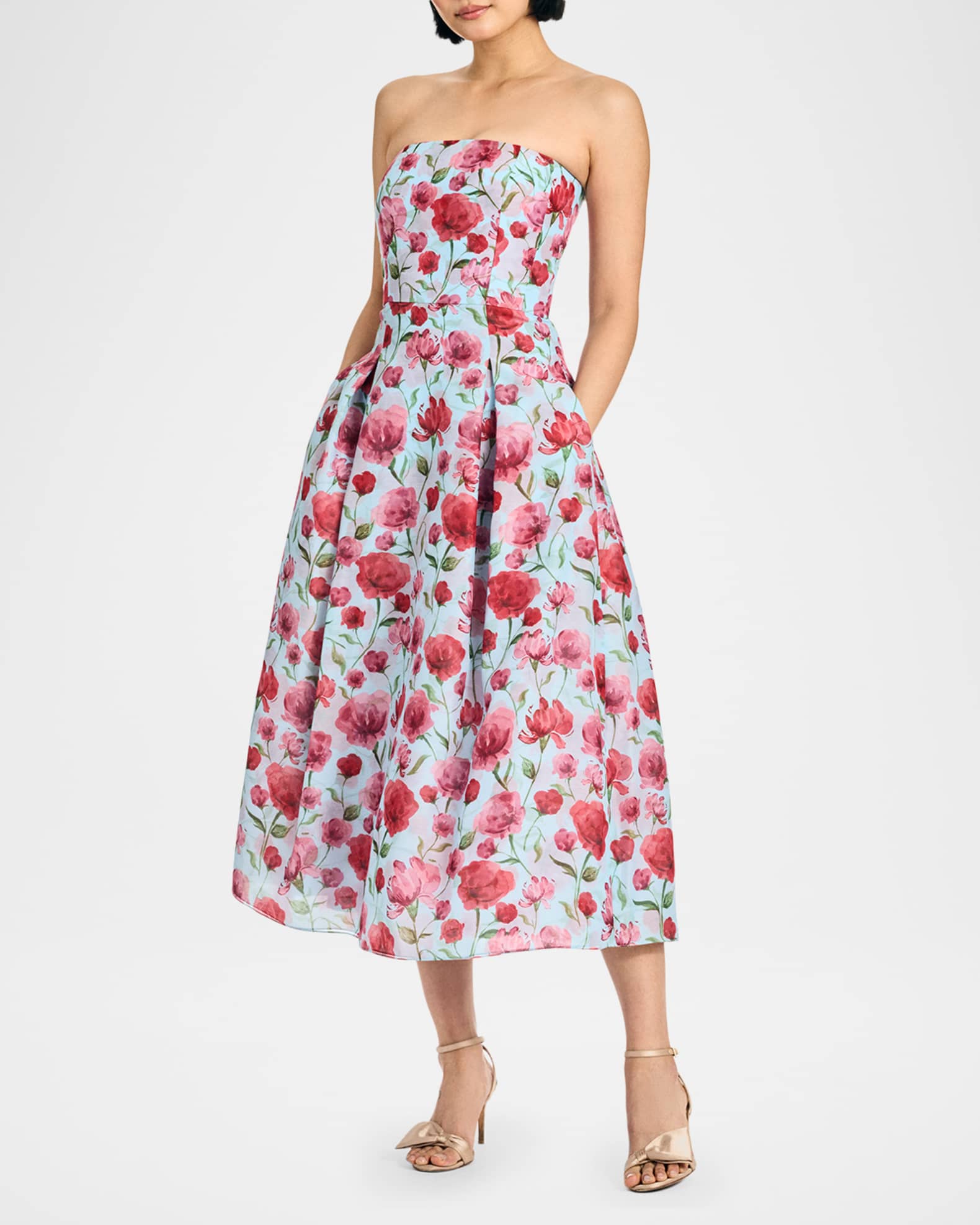 sachin & babi satin midi dress Sachin & Babi Melody Ruched-Bust Satin Midi Dress