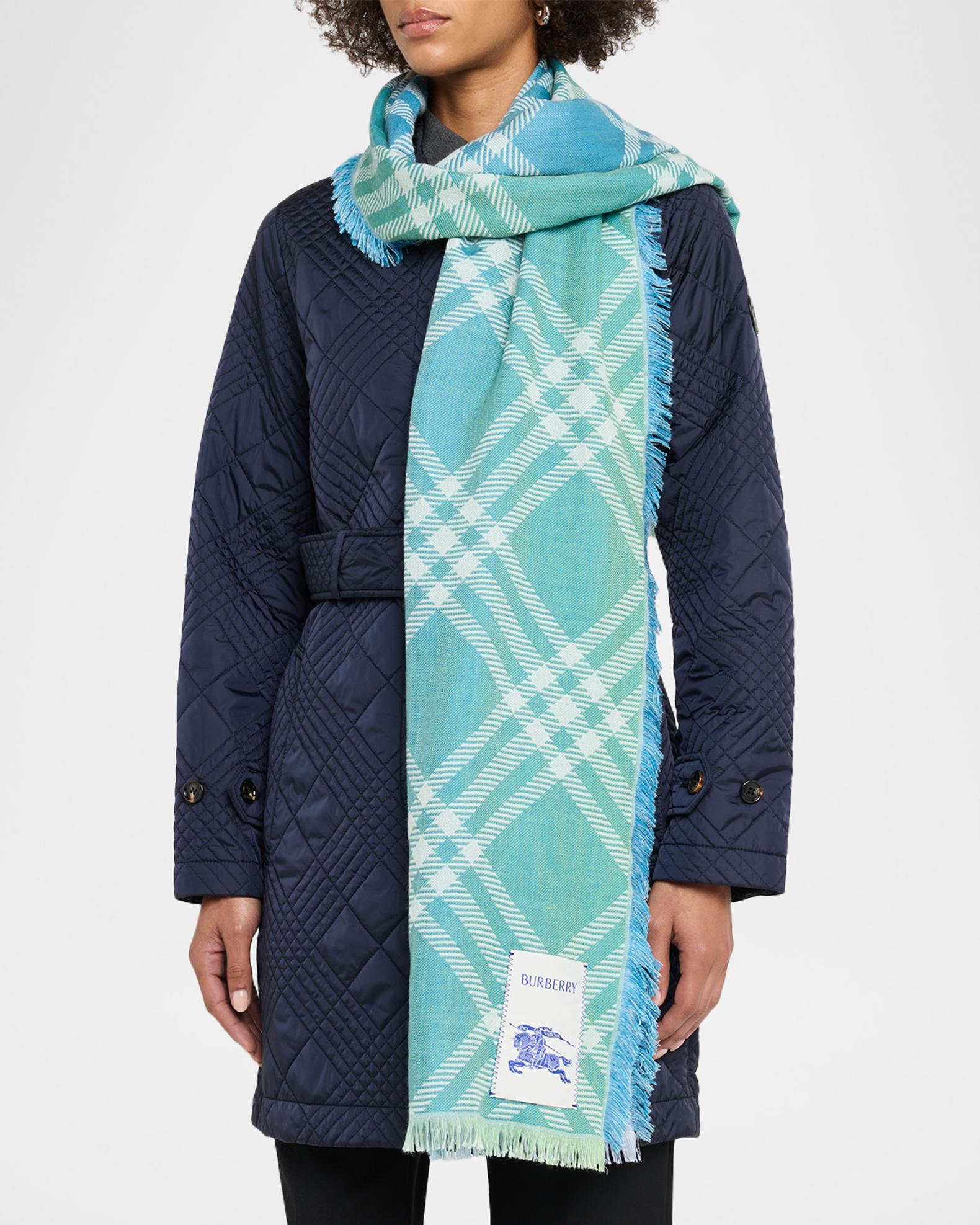 Burberry Men's Wool and Silk Gradient Check Scarf | Neiman Marcus