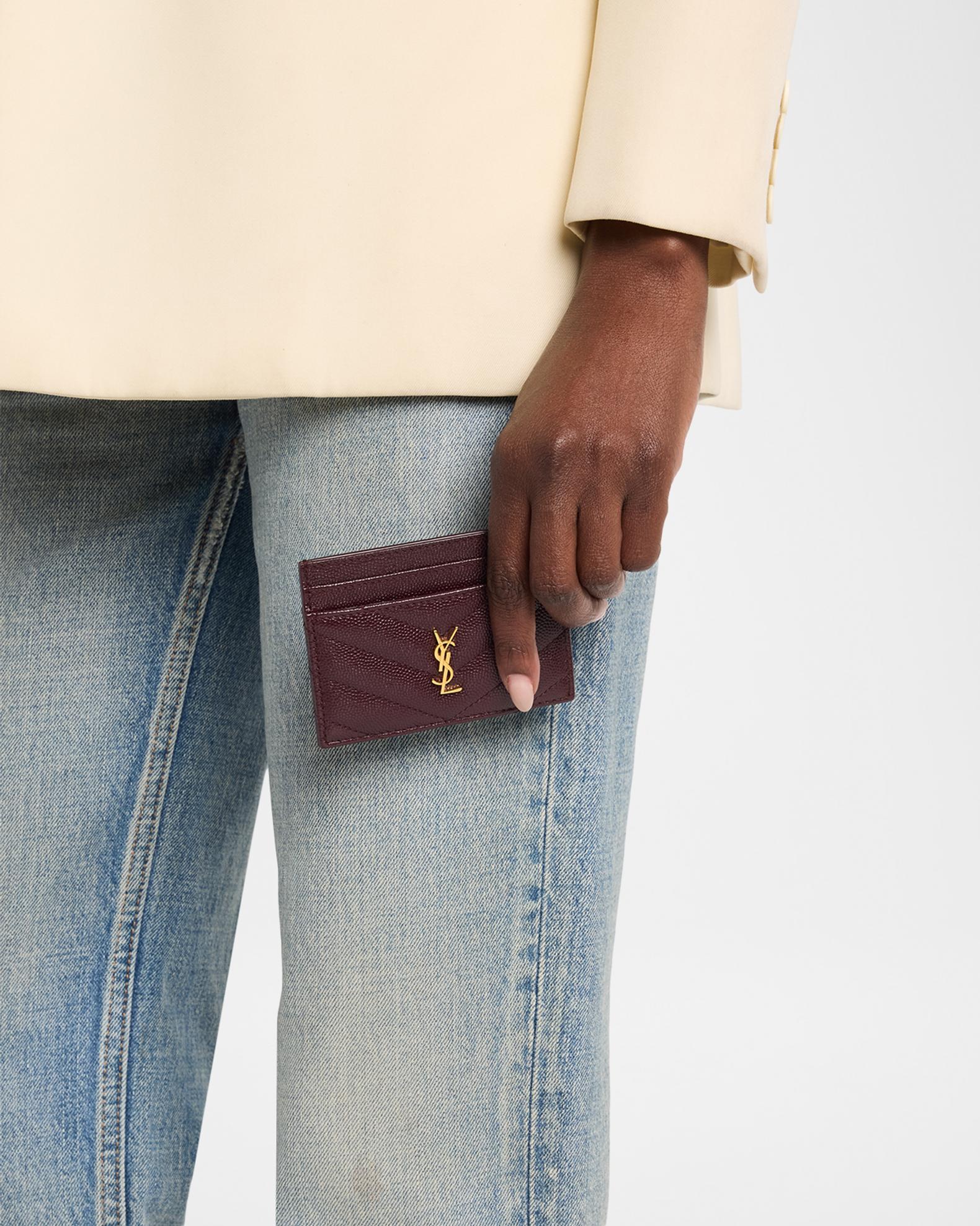 Saint Laurent Grain De Poudre Leather Cassandre Card Case | Neiman