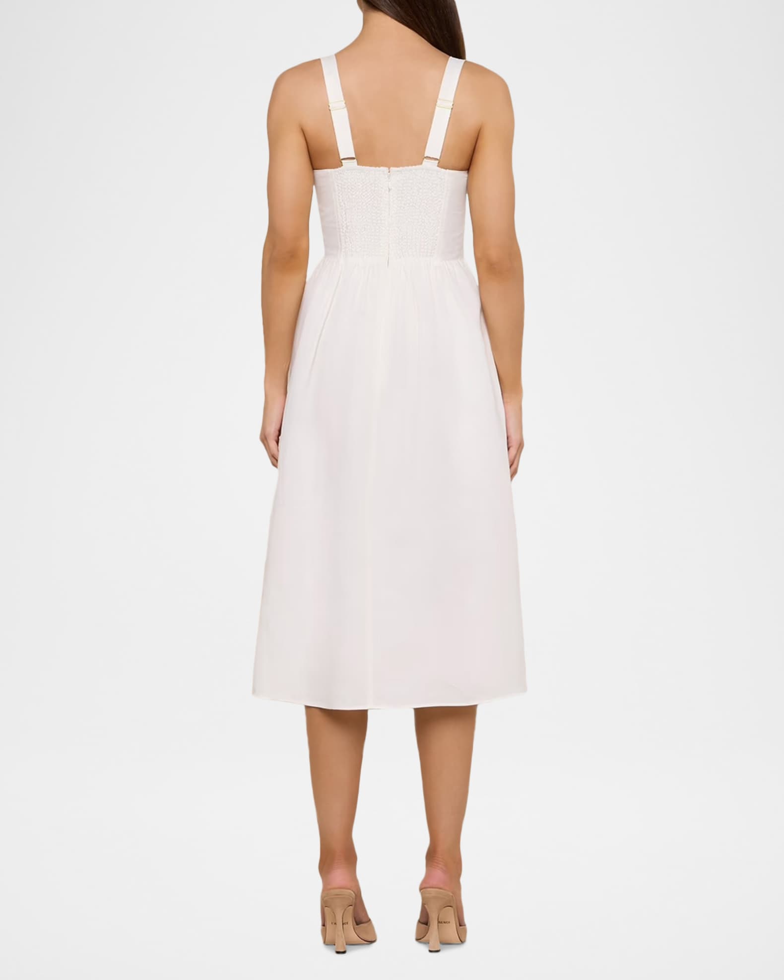 l'agence linen dress Reanne Midi Dress in Light Nectar Pink Multi Large Butterfly Jungle