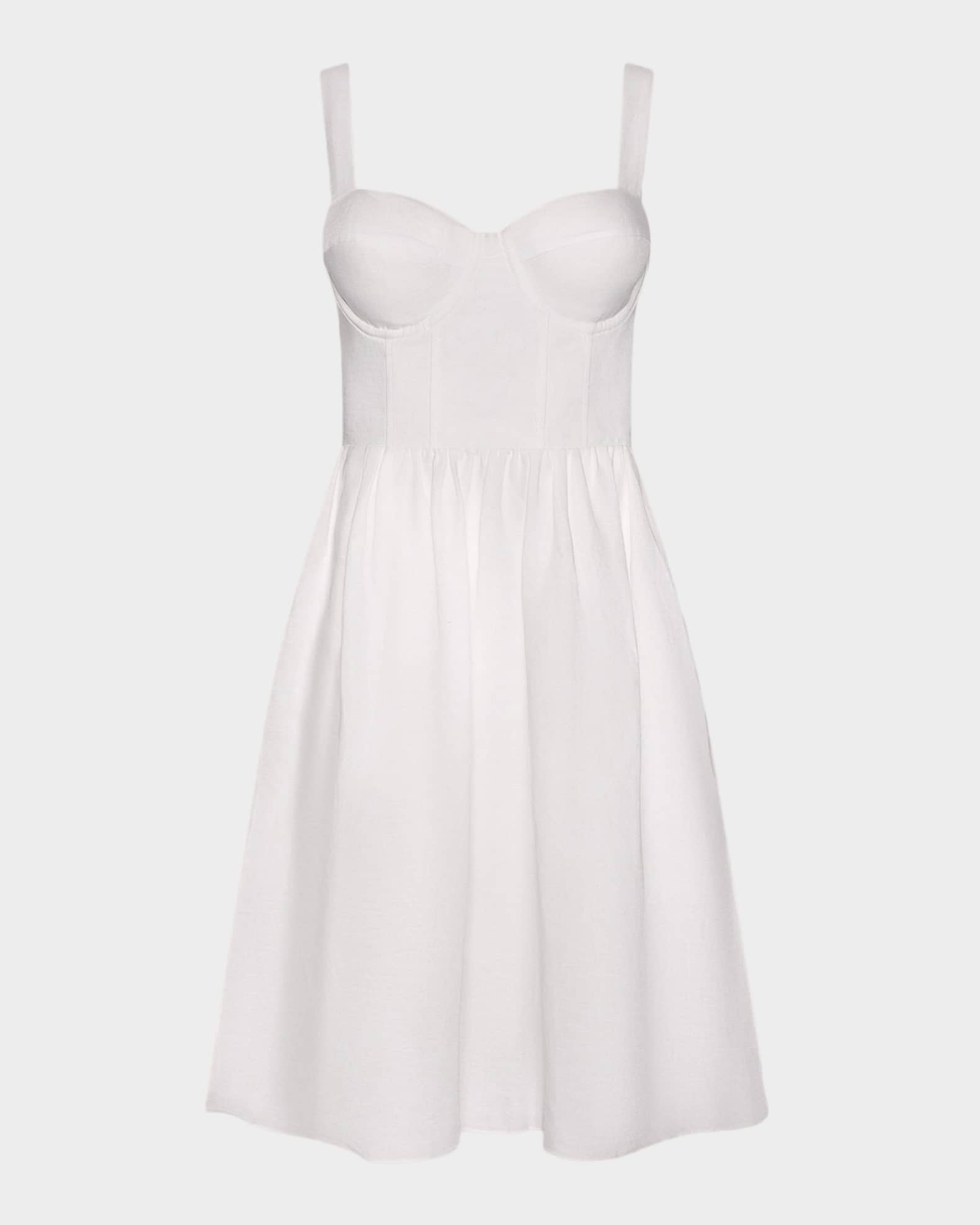 bustier linen dress Strappy Bustier Linen Midi Dress