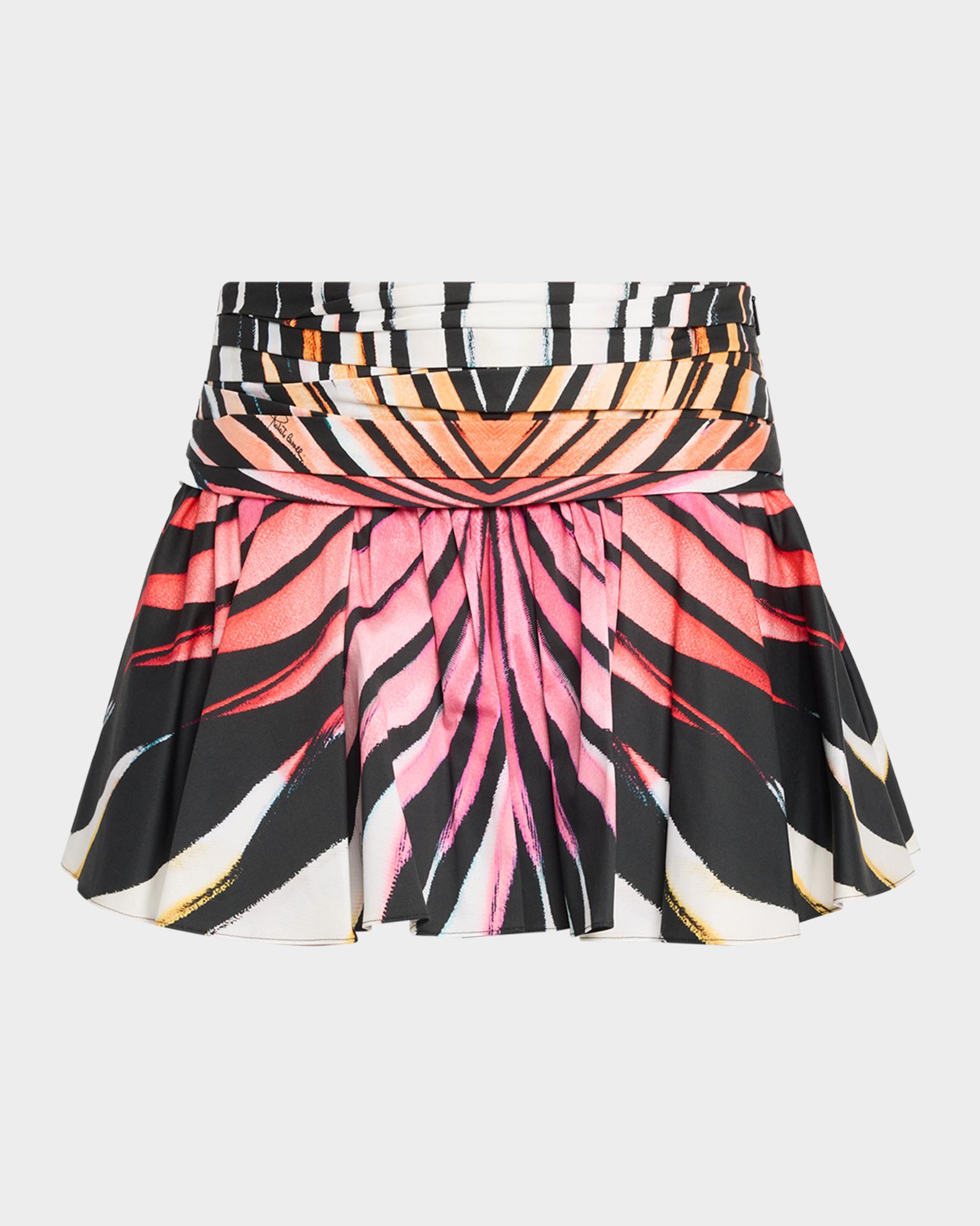 Roberto Cavalli Ray Of Paradise Print Flared Mini Skirt | Neiman