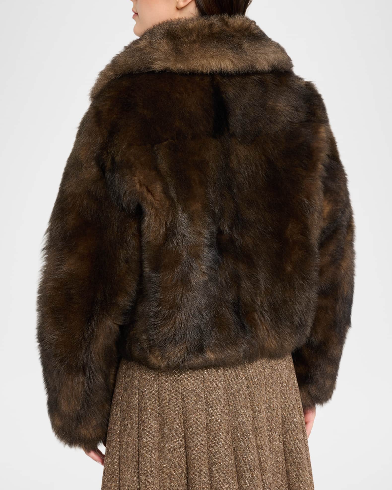 Brunello Cucinelli Lamb Shearling Zip Jacket With Monili Trim