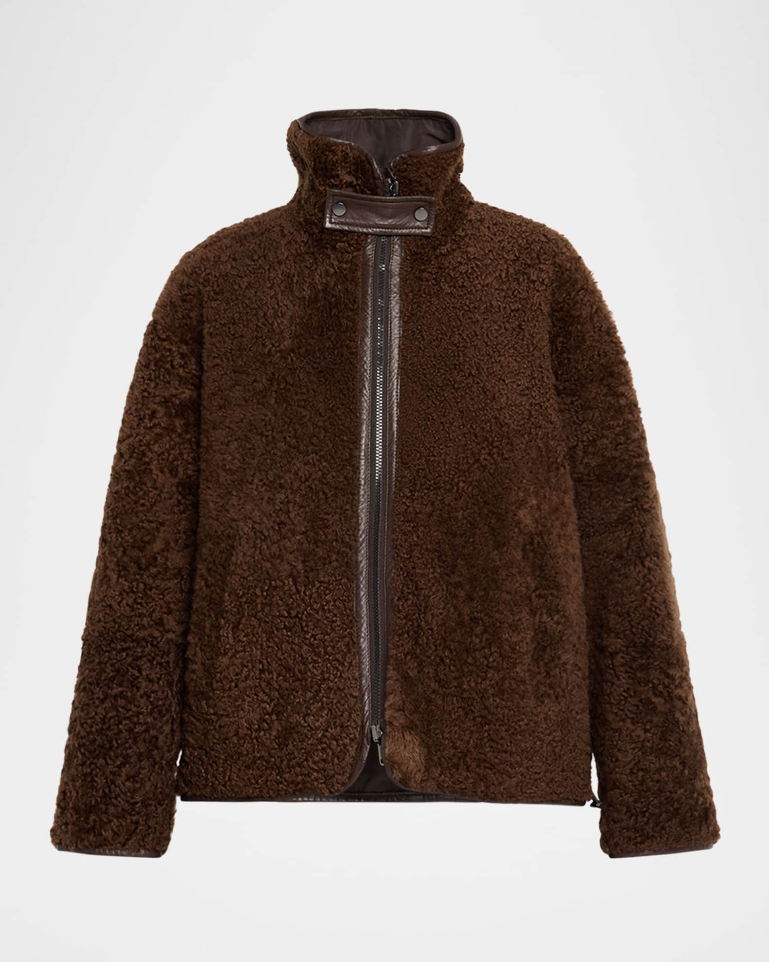 Brunello Cucinelli Curly Shearling Reversible Coat | Neiman Marcus