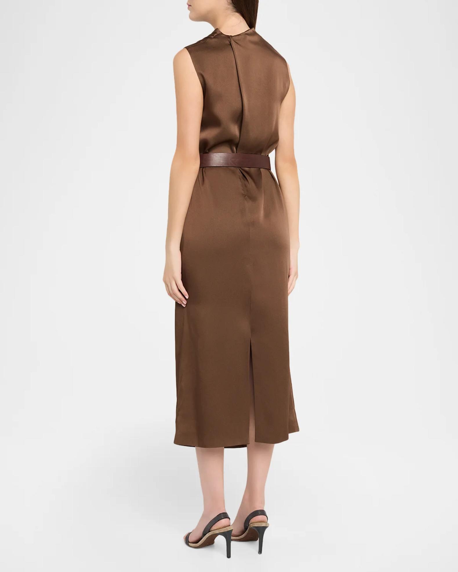BRUNELLO CUCINELLI ノースリーブワンピース Brunello Cucinelli Cowl-Neck Fluid Satin Cady Sleeveless Belted
