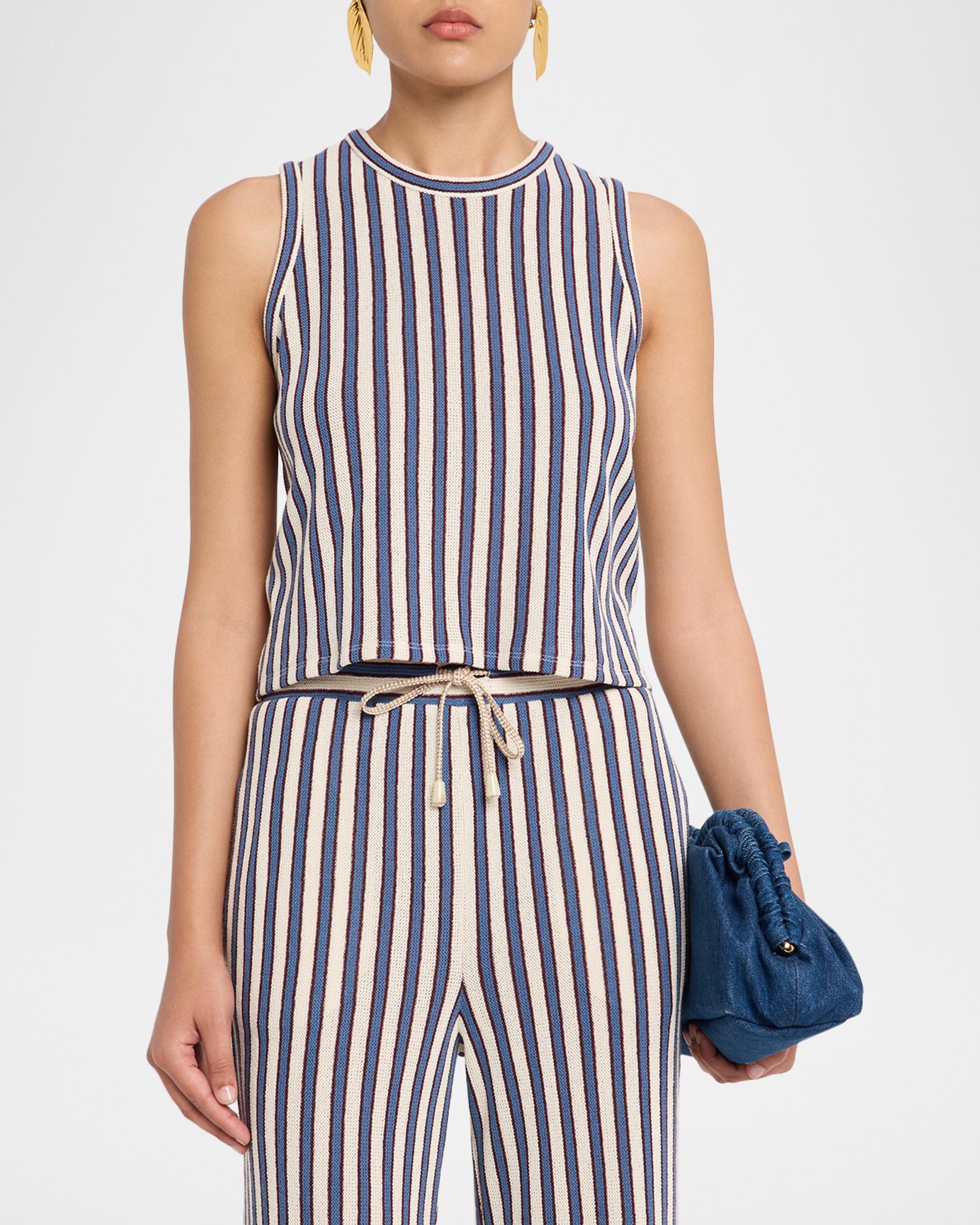Veronica Beard Dravin Striped Crochet Top | Neiman Marcus