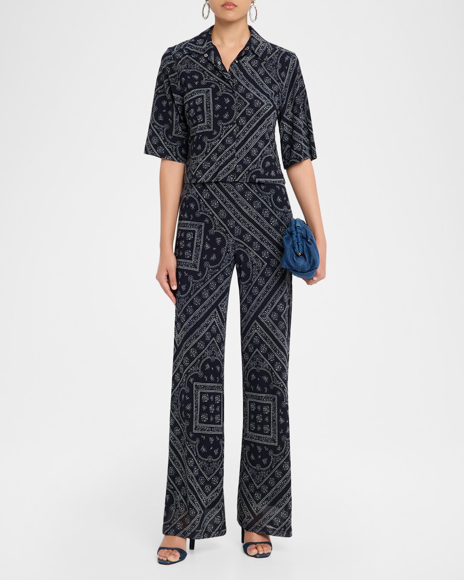 Veronica Beard Hadria Bandana-Print Pants | Neiman Marcus